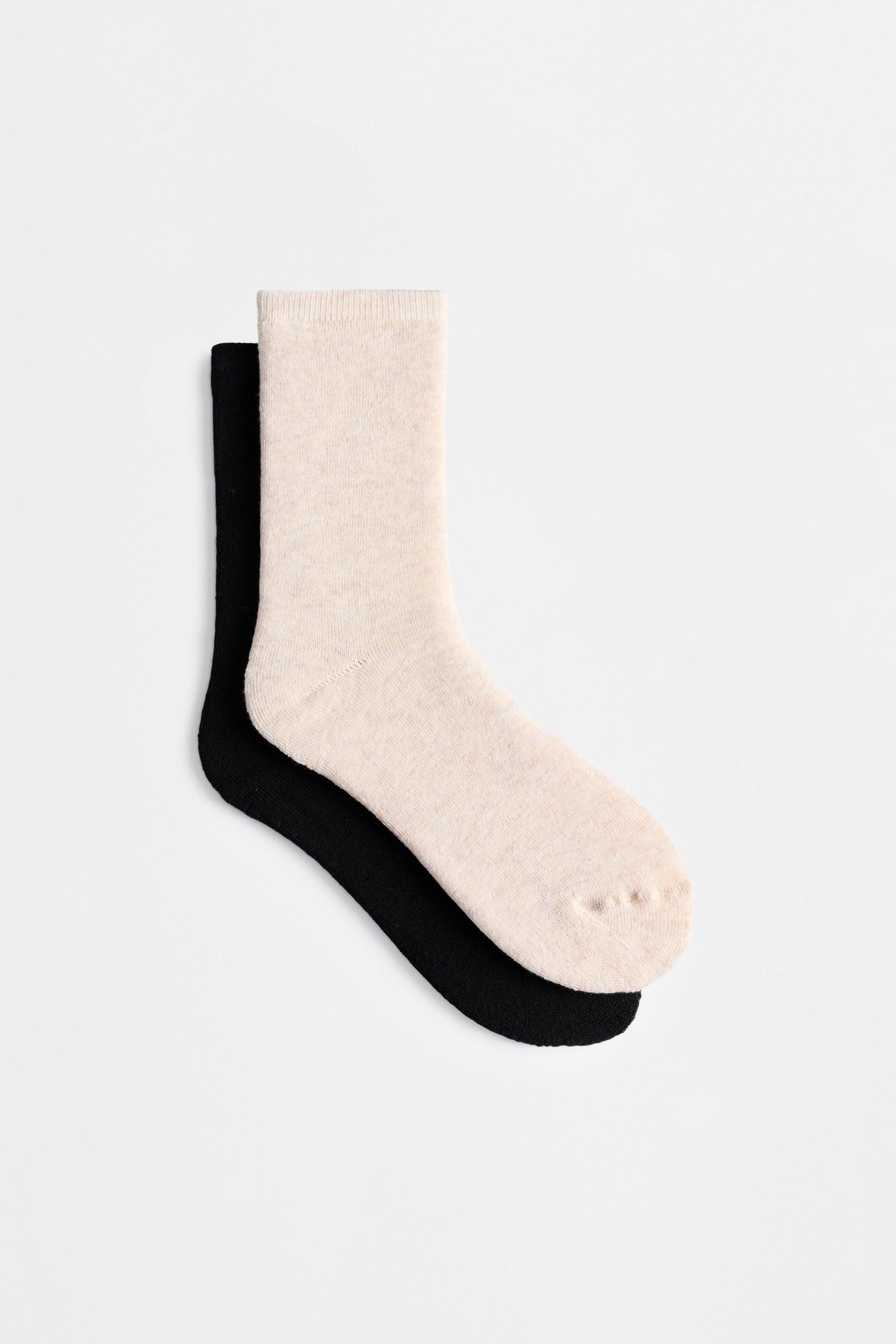 Plain long socks (Pack of 2) — TAN