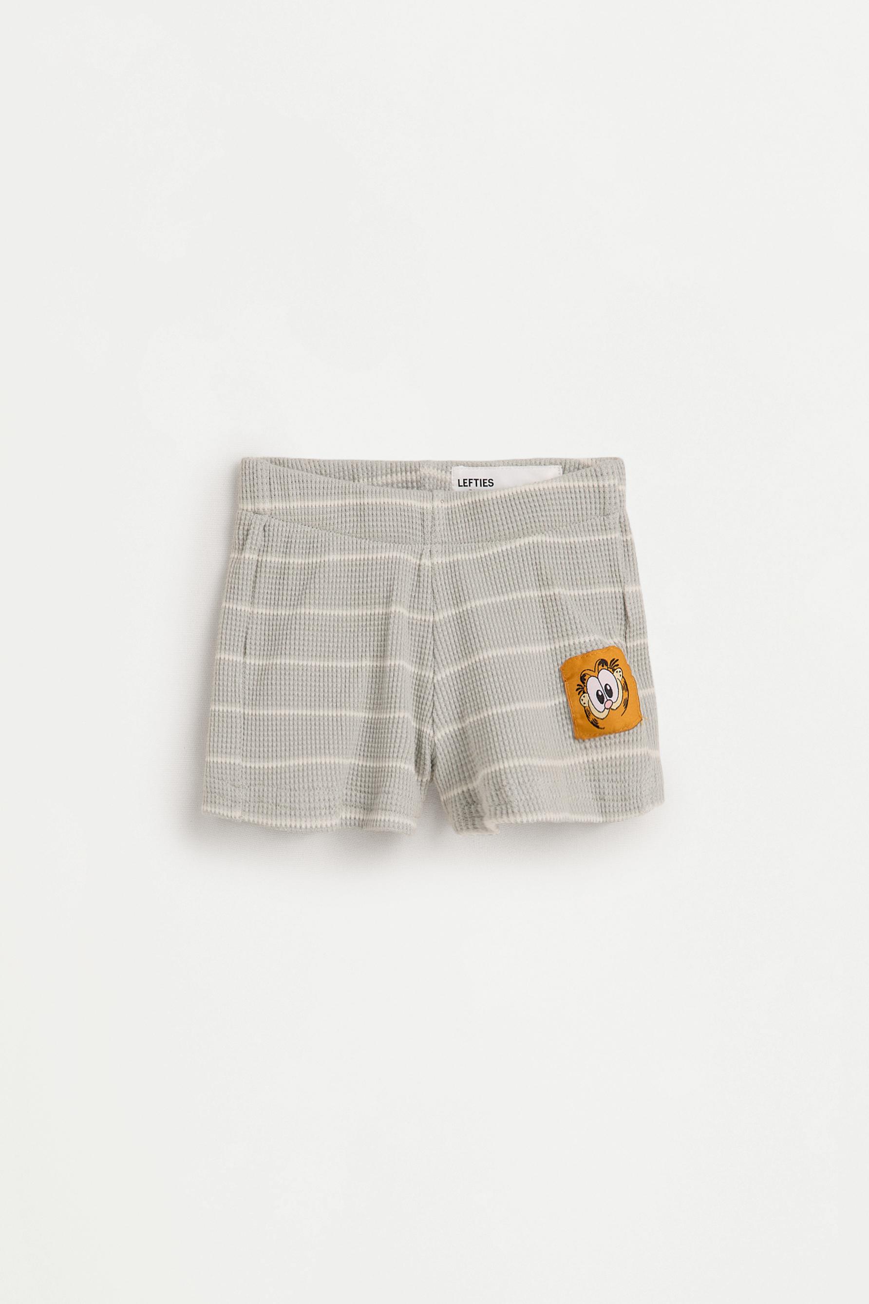 Garfield ©Nickelodeon waffle-knit T-shirt and shorts co-ord — GREY
