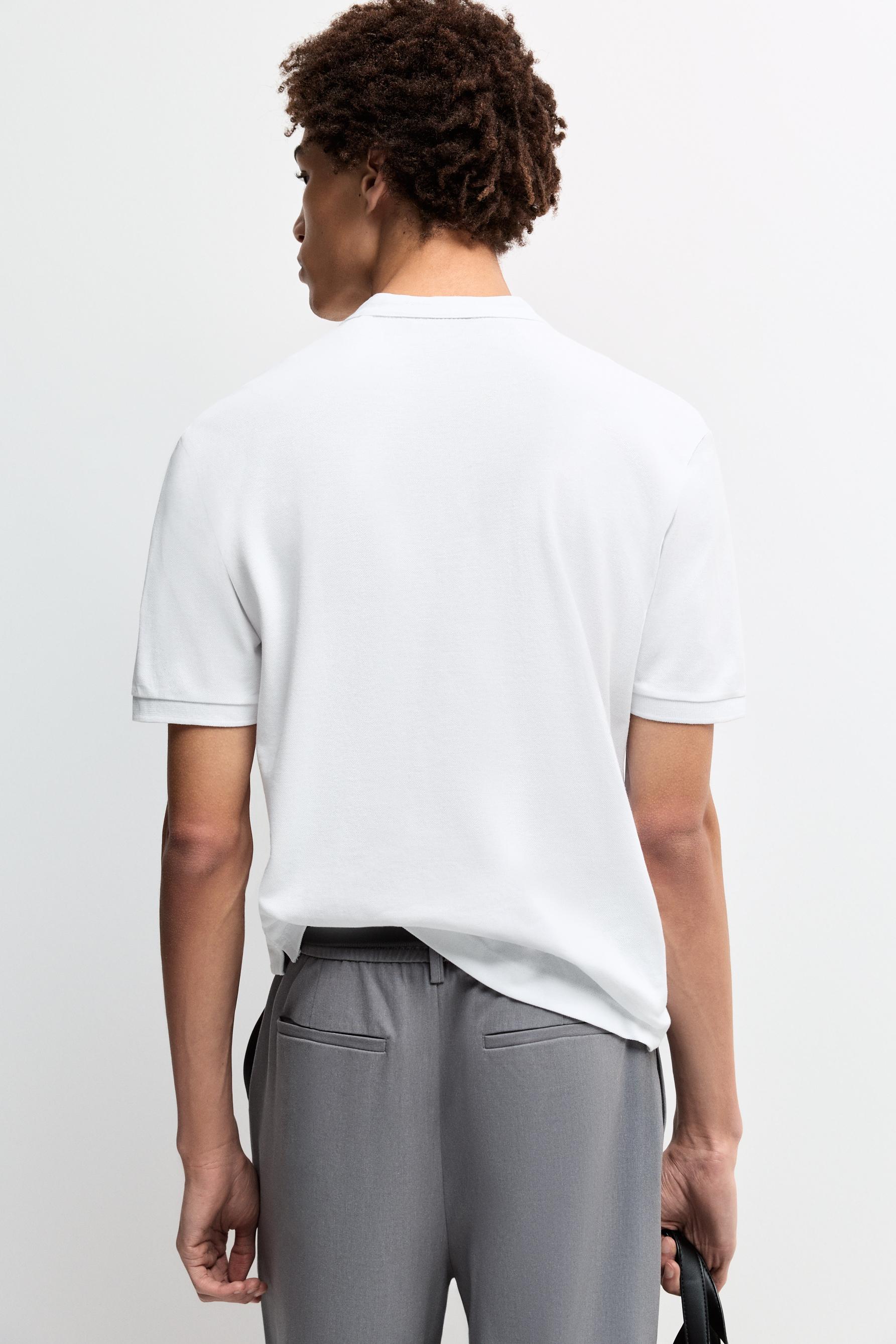 Basic stand collar polo shirt — WHITE