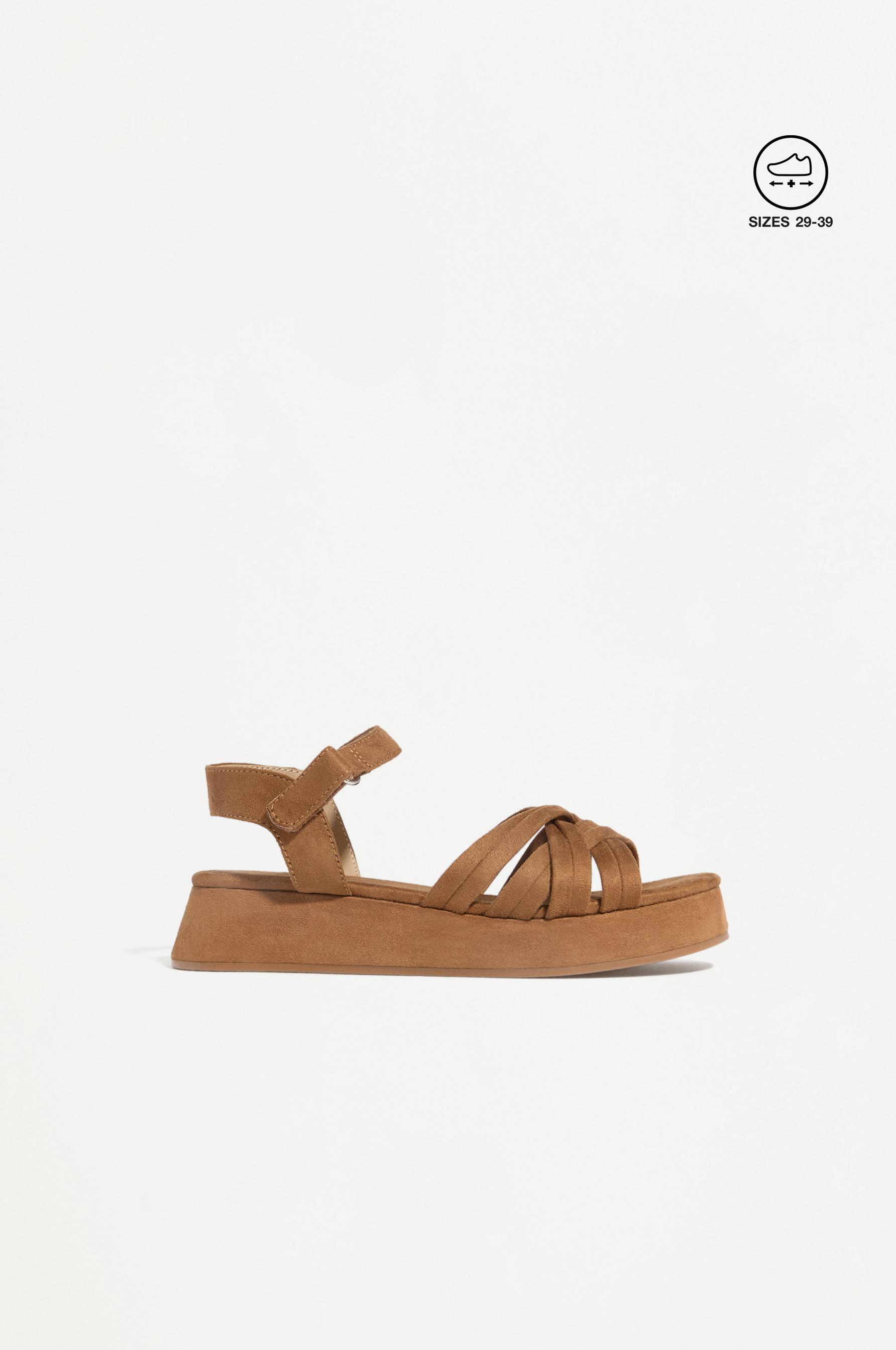 FAUX SUEDE PLATFORM SANDAL — LEATHER