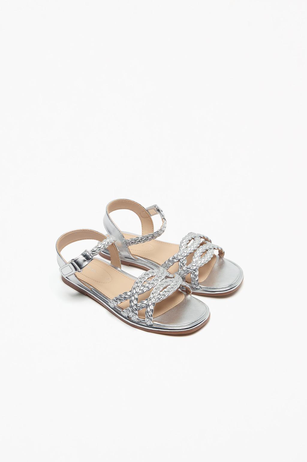 Braided metallic sandals
