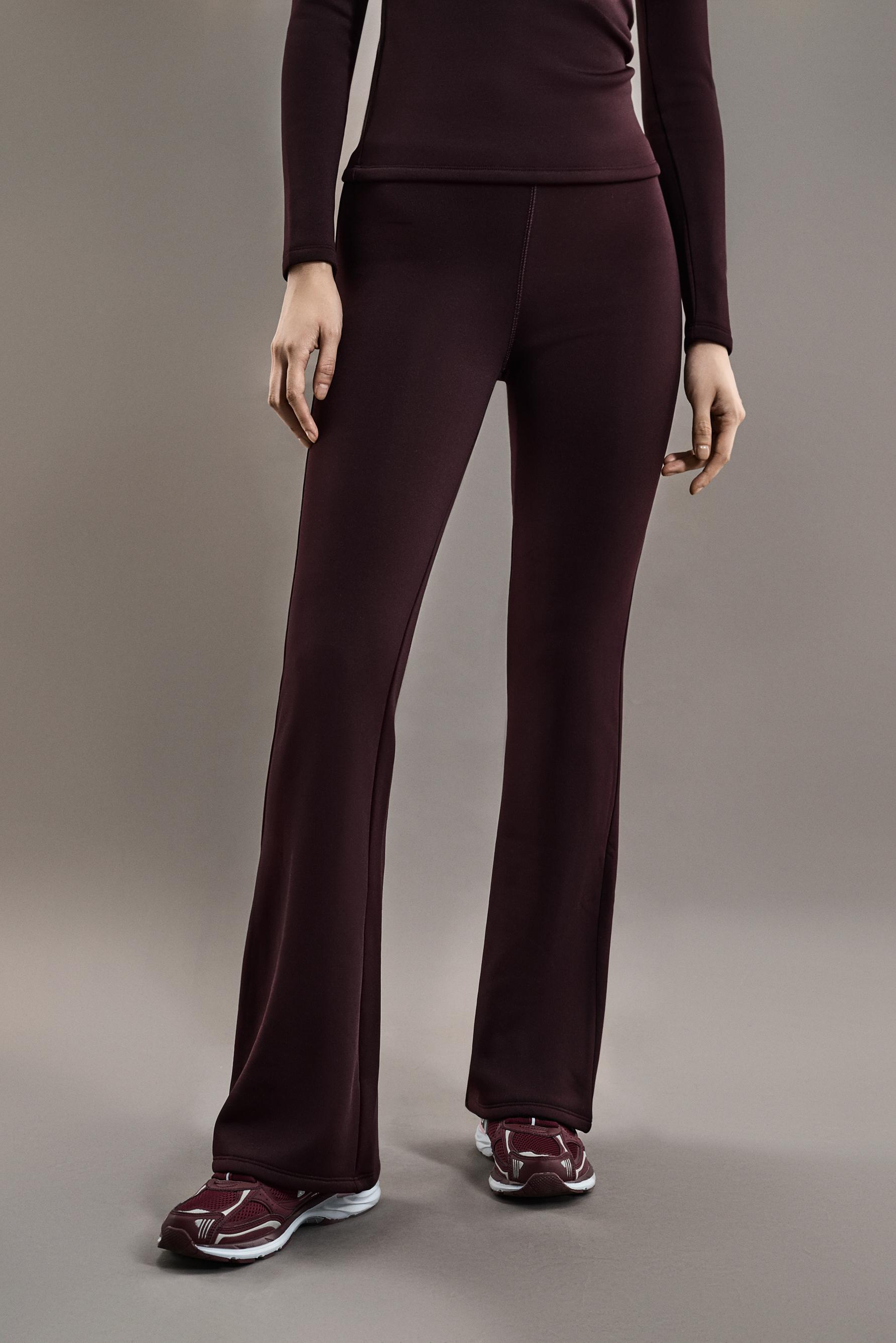 HEAVY WEIGHT thermal bell bottom leggings (10°F to 48°F) — DARK BURGUNDY