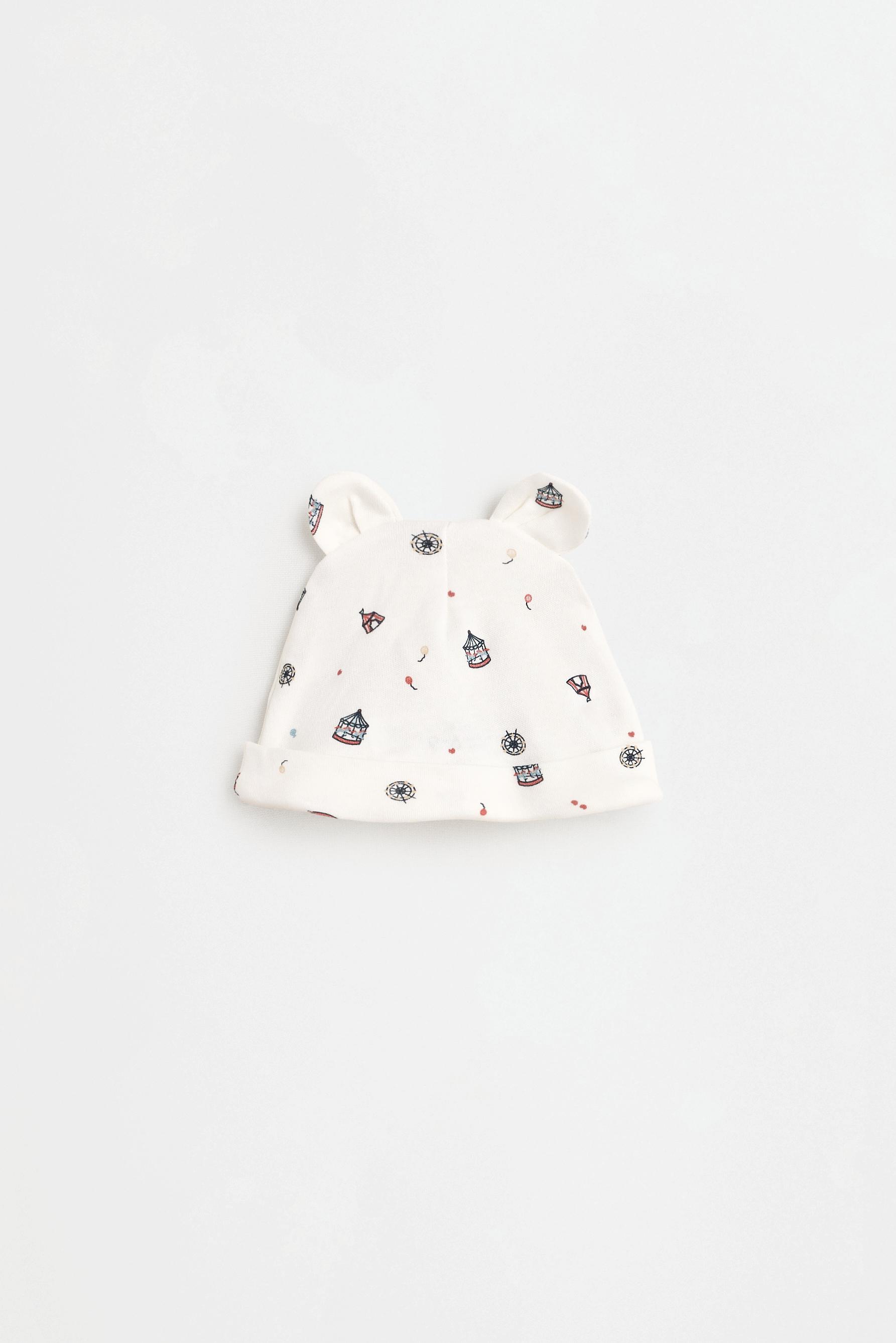 Printed bodysuit, footed leggings and hat set — FADED BLUE