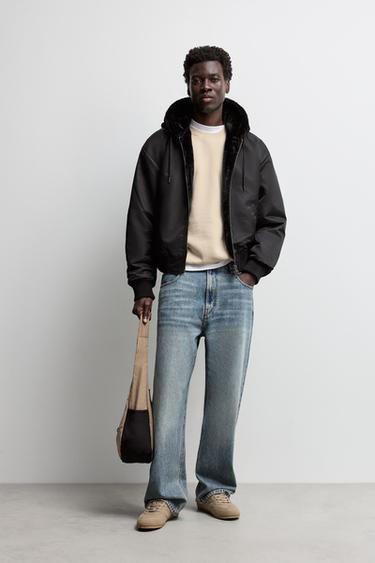 Fur bomber with hood — BLACK 2