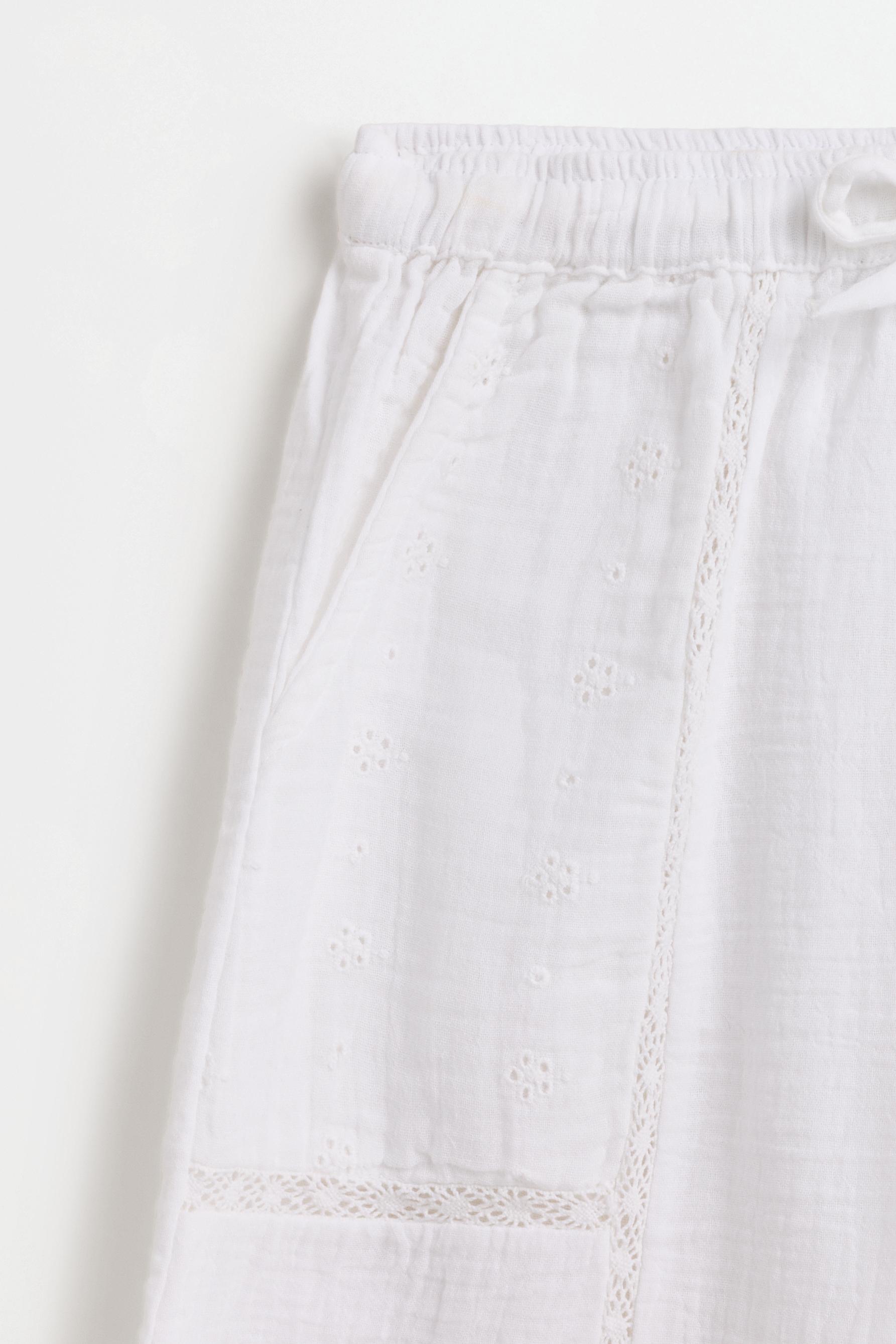 Swiss embroidery trousers — OFF WHITE