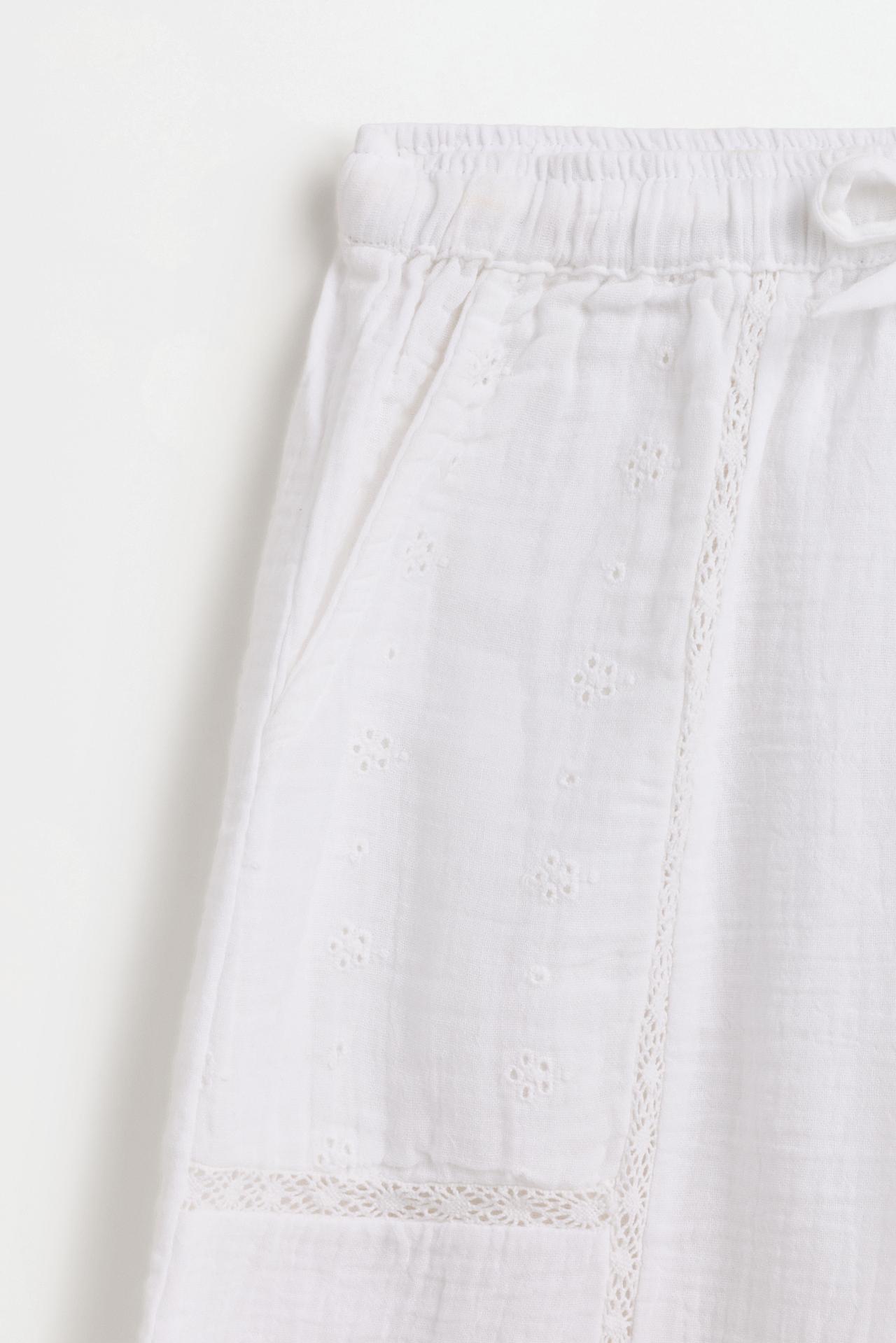 Swiss embroidery trousers — OFF WHITE