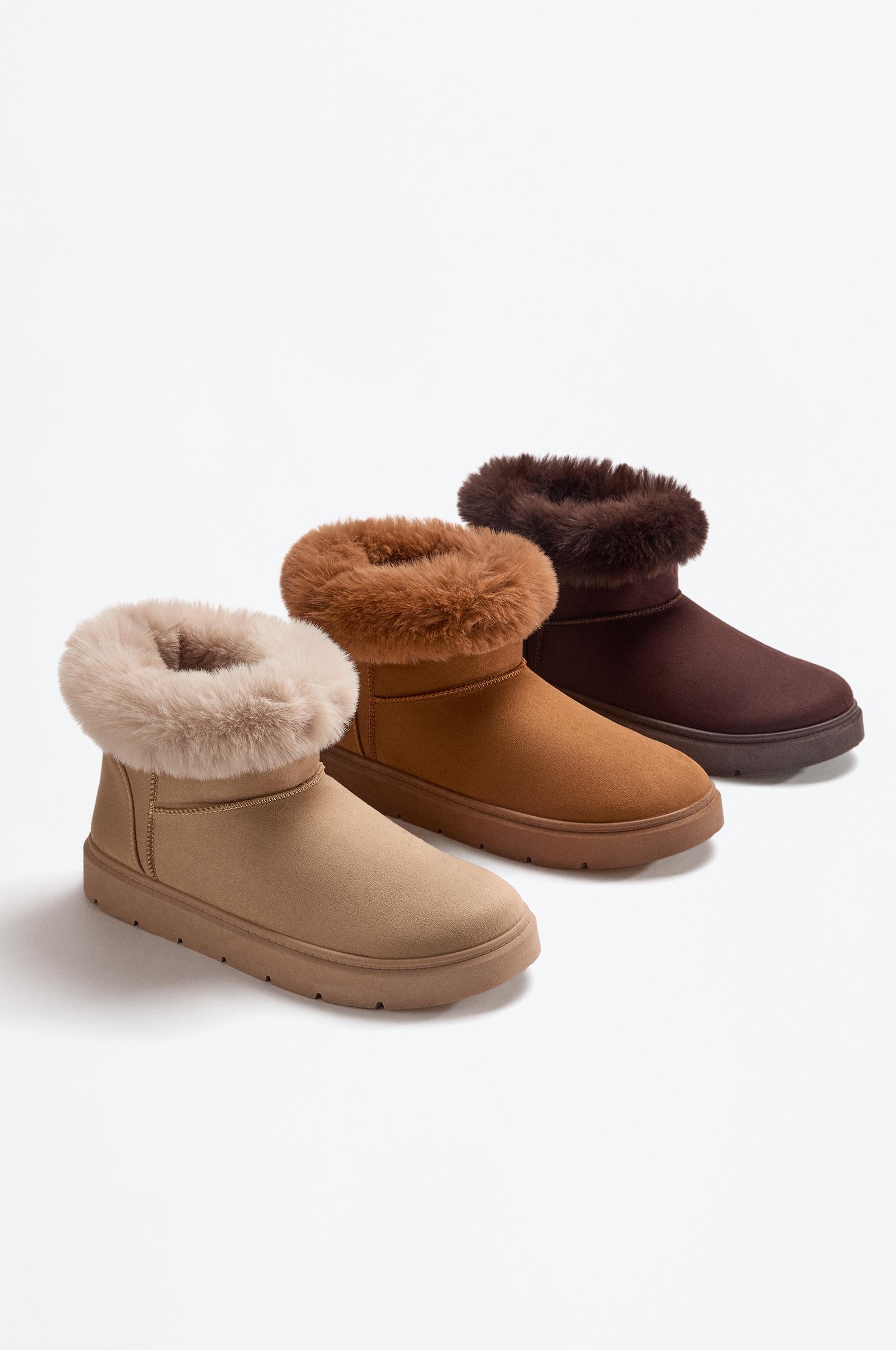 Lined fur ankle boots — BROWN