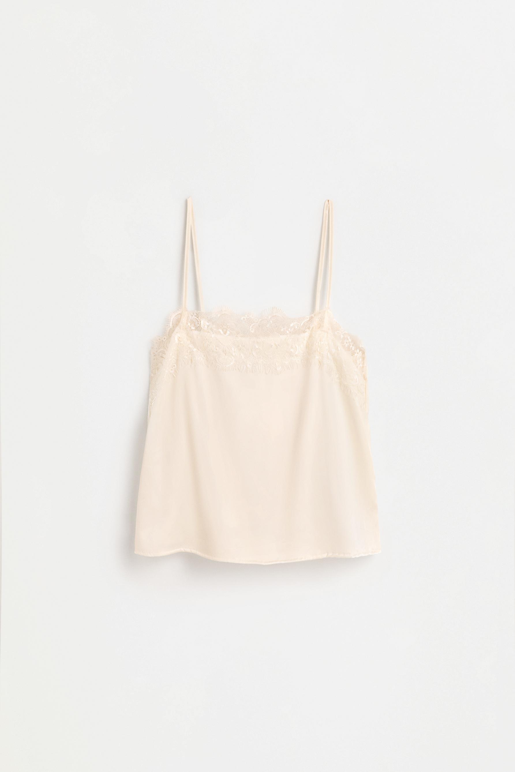 Satin lace top — VANILLA