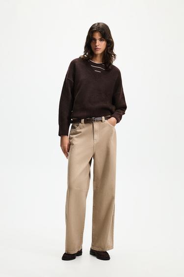 V-neck sweater — DARK BROWN 2