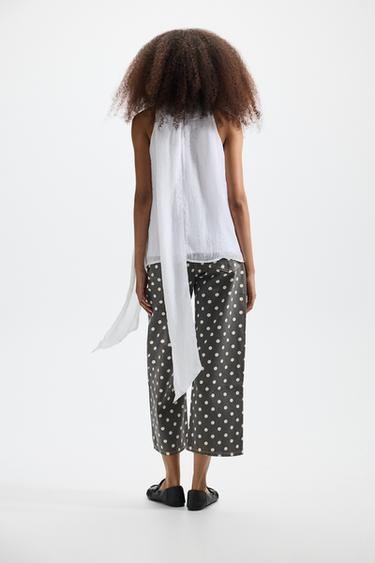 Basic printed culotte jeans — PEARL/BEIGE 4