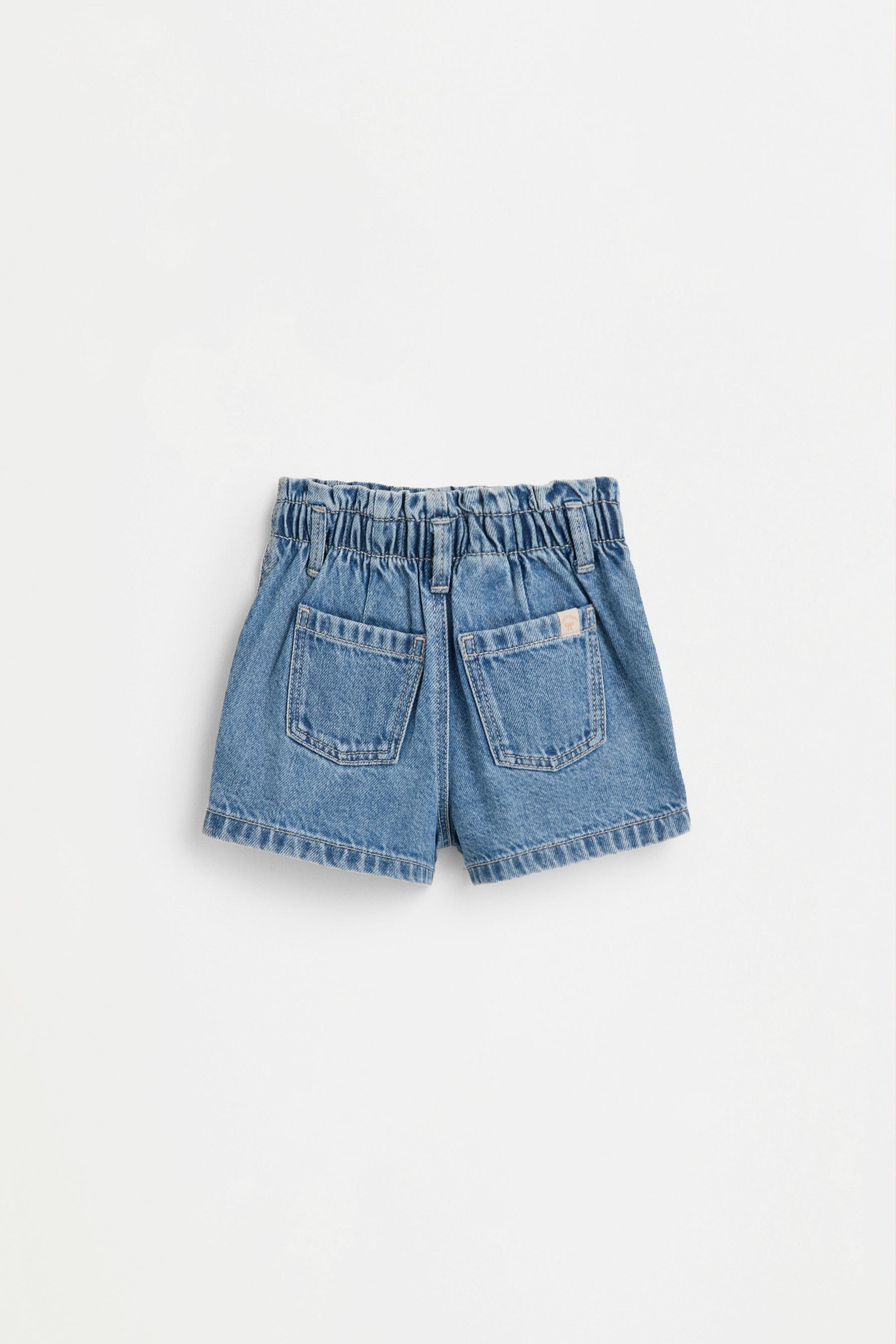 Denim paperbag shorts — INDIGO