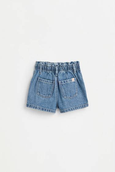 Denim paperbag shorts — INDIGO 2