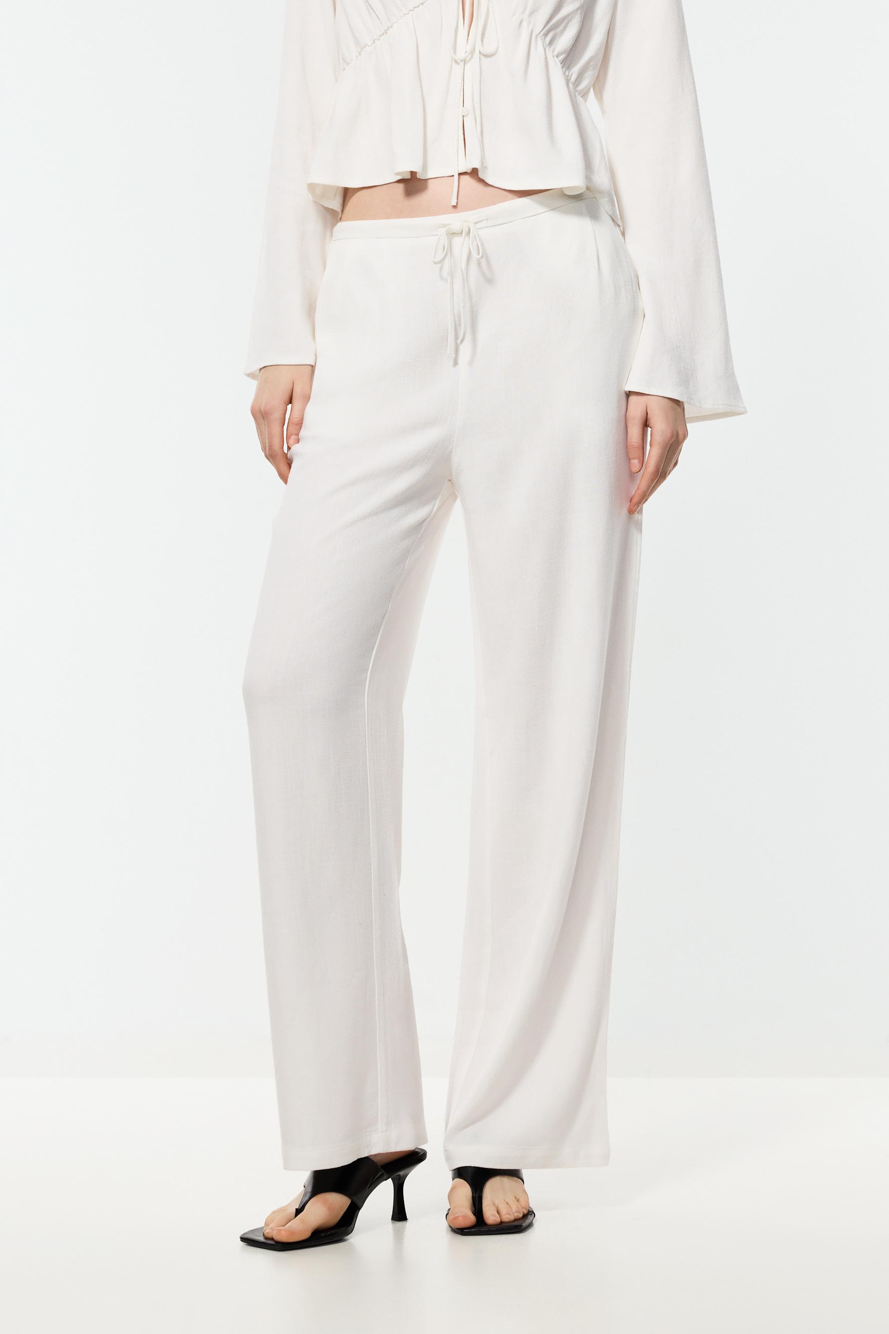 Rustic wide-leg trousers — WHITE