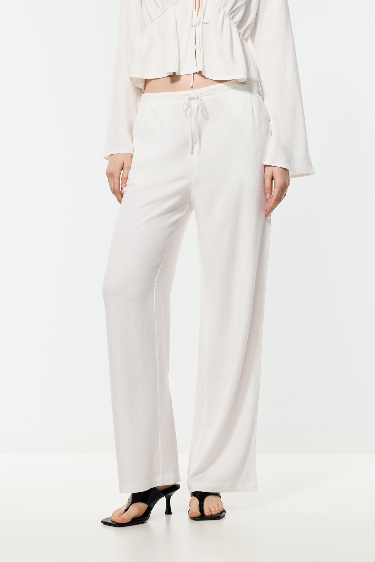 Rustic wide-leg trousers — WHITE