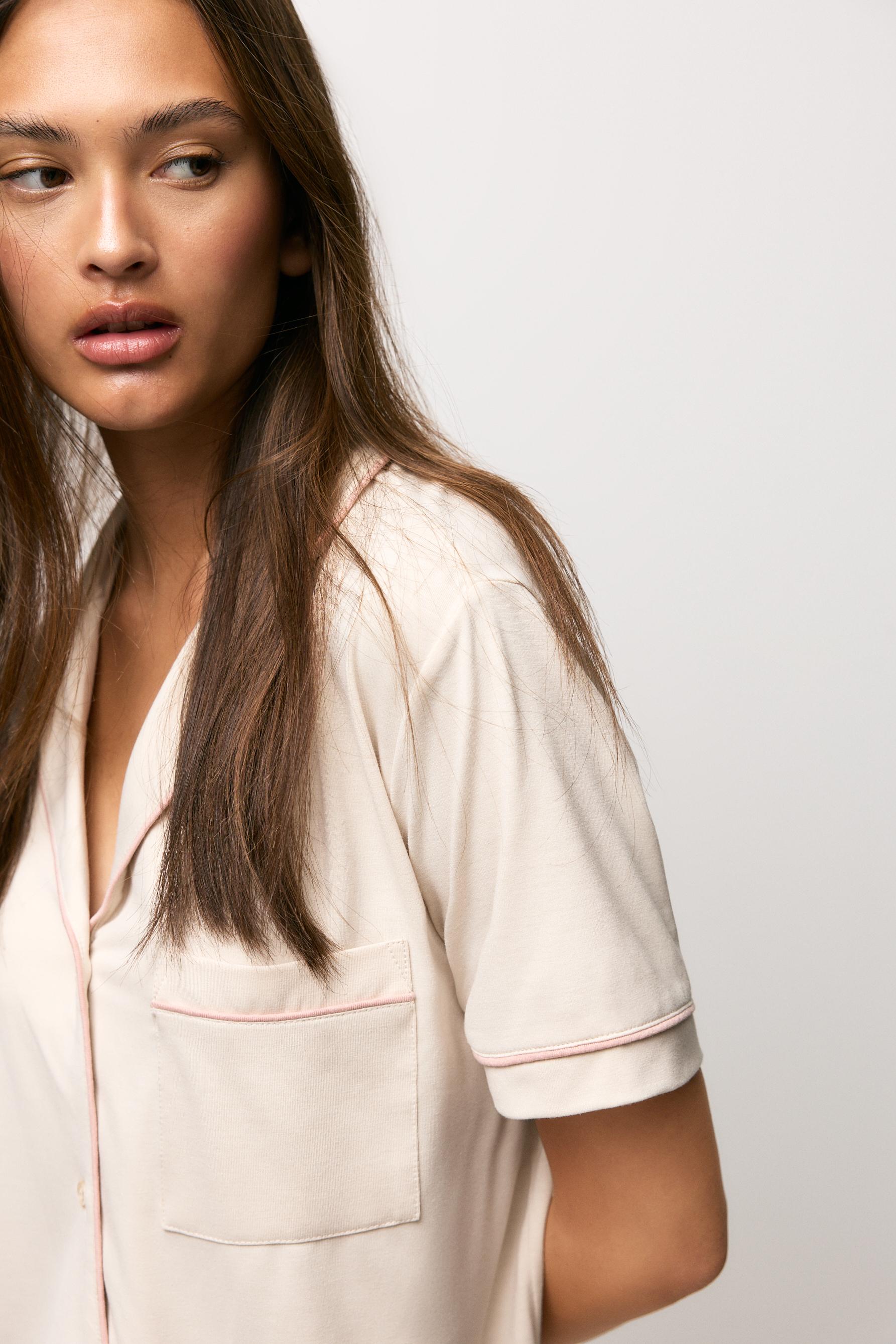 Long shirt-style pyjamas — BEIGE MARL