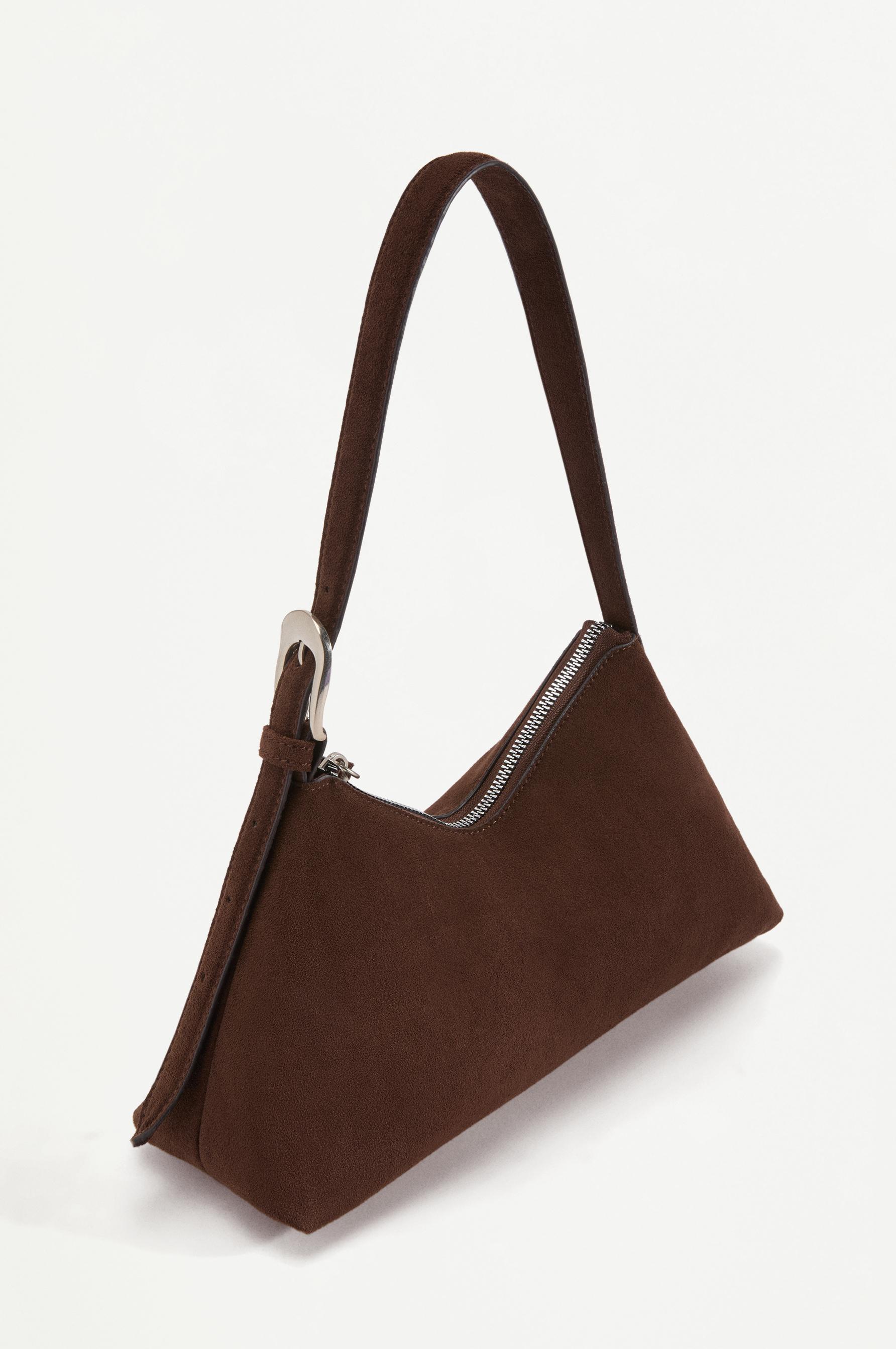 Faux suede shoulder bag — BROWN
