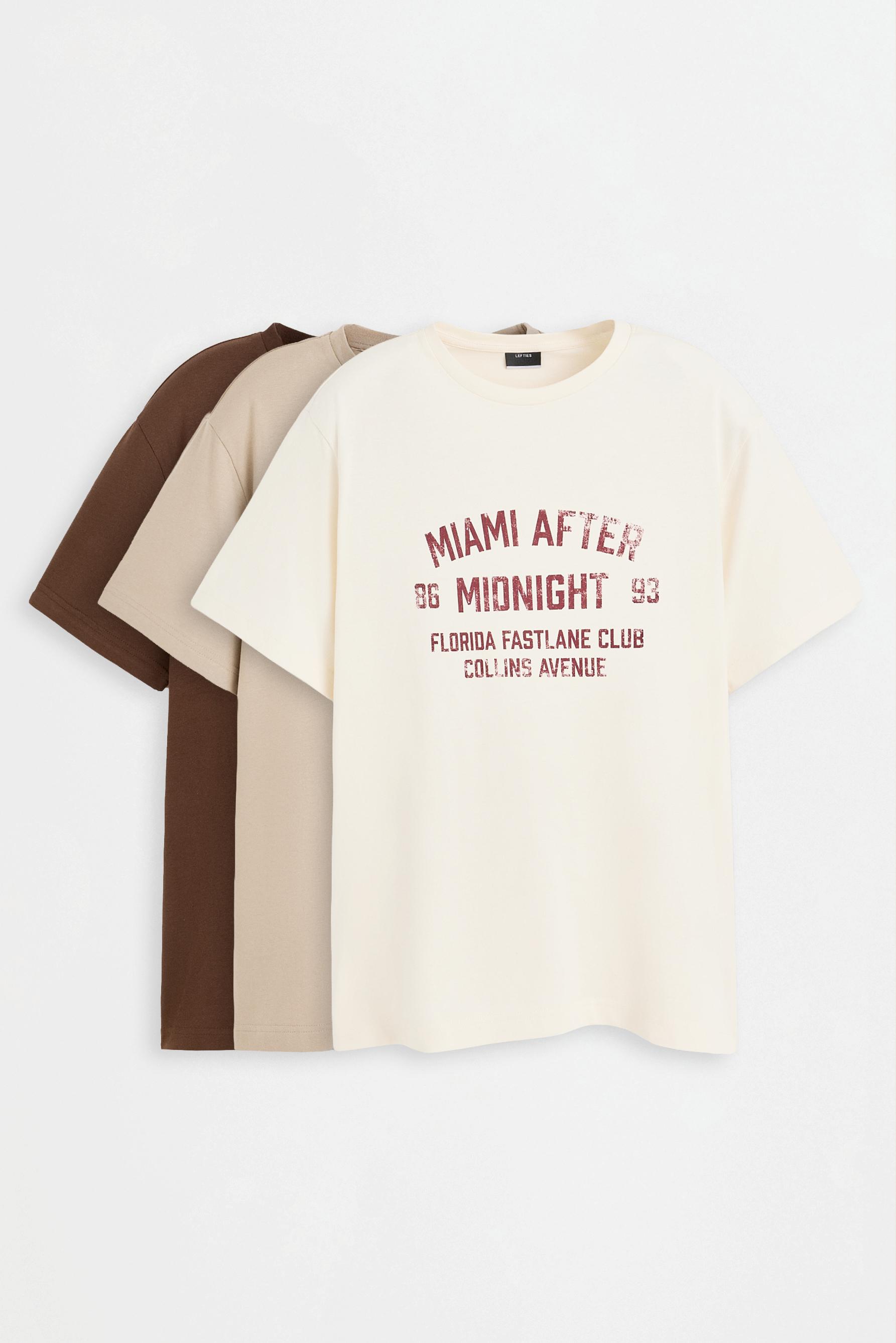 3-pack of printed T-shirts — BROWN