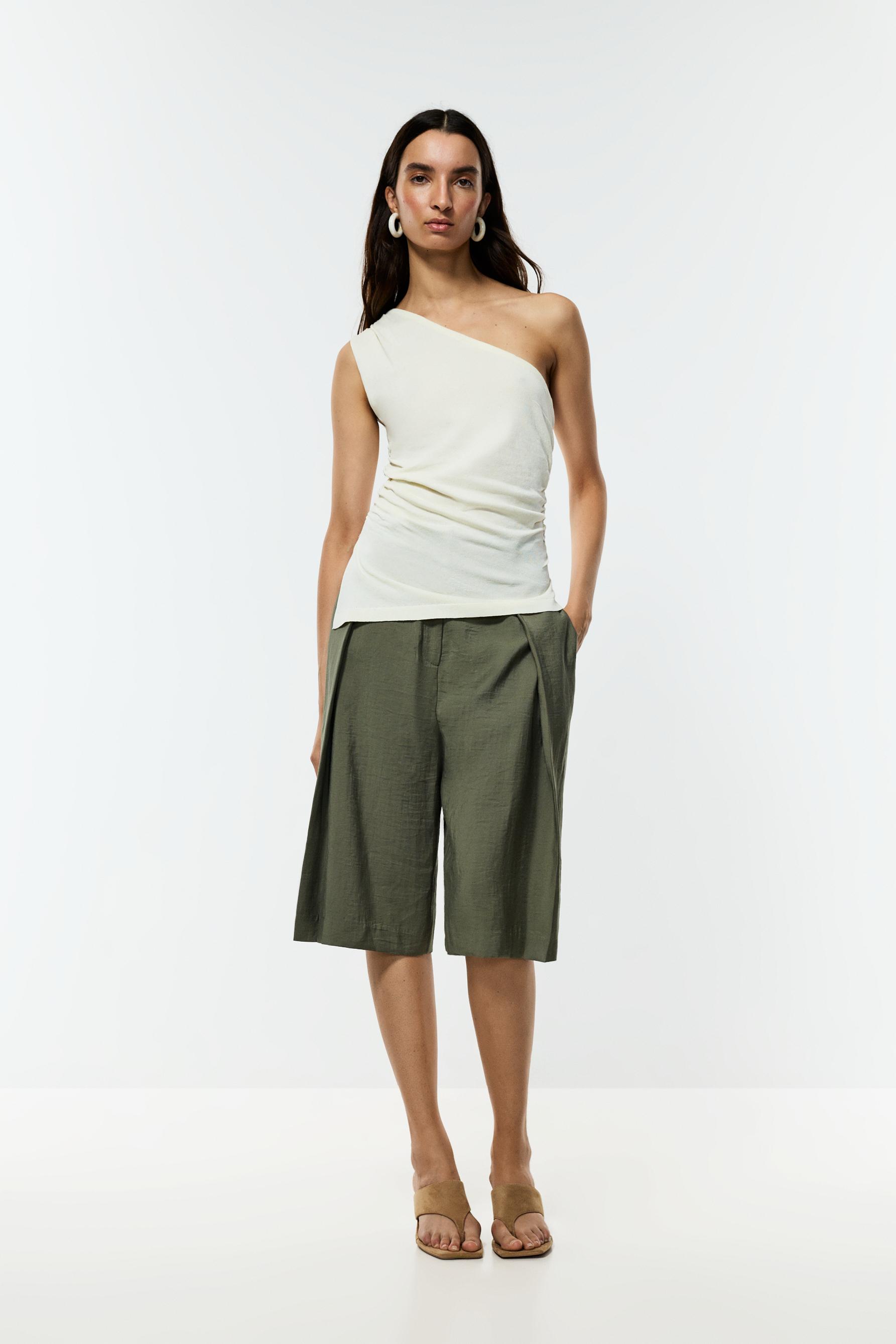 Asymmetric knit top — ECRU