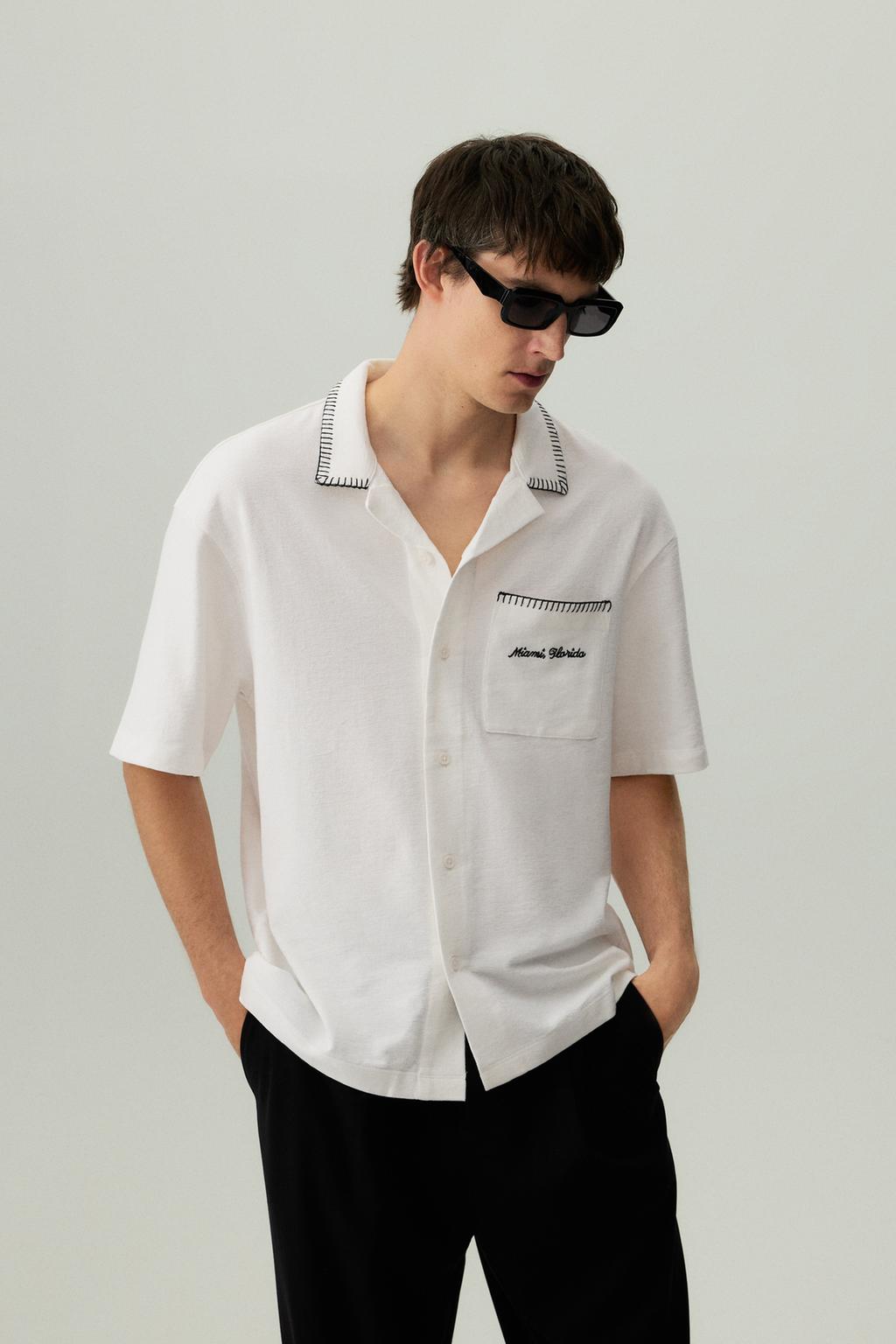 Embroidered textured shirt