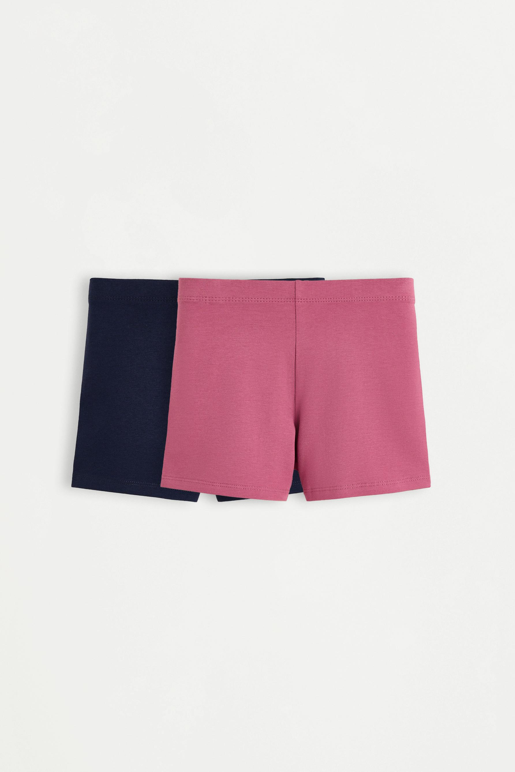2-pack of plain short leggings — DARK PINK