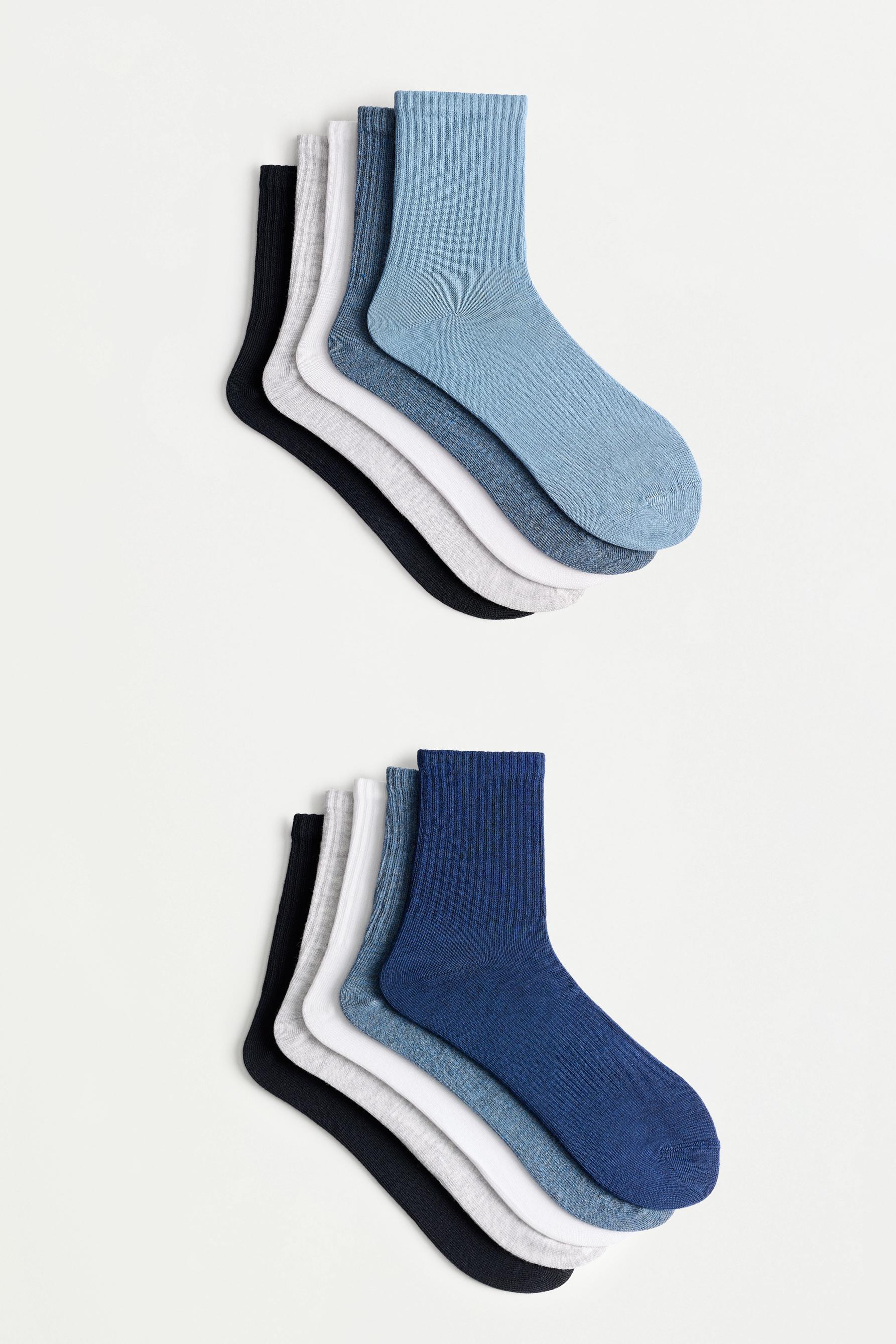 10-pack of ribbed short socks — BLUE/WHITE