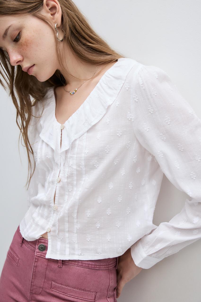 Camisa bordados Camisas Blusas ROPA Mujer Lefties ESPAÑA