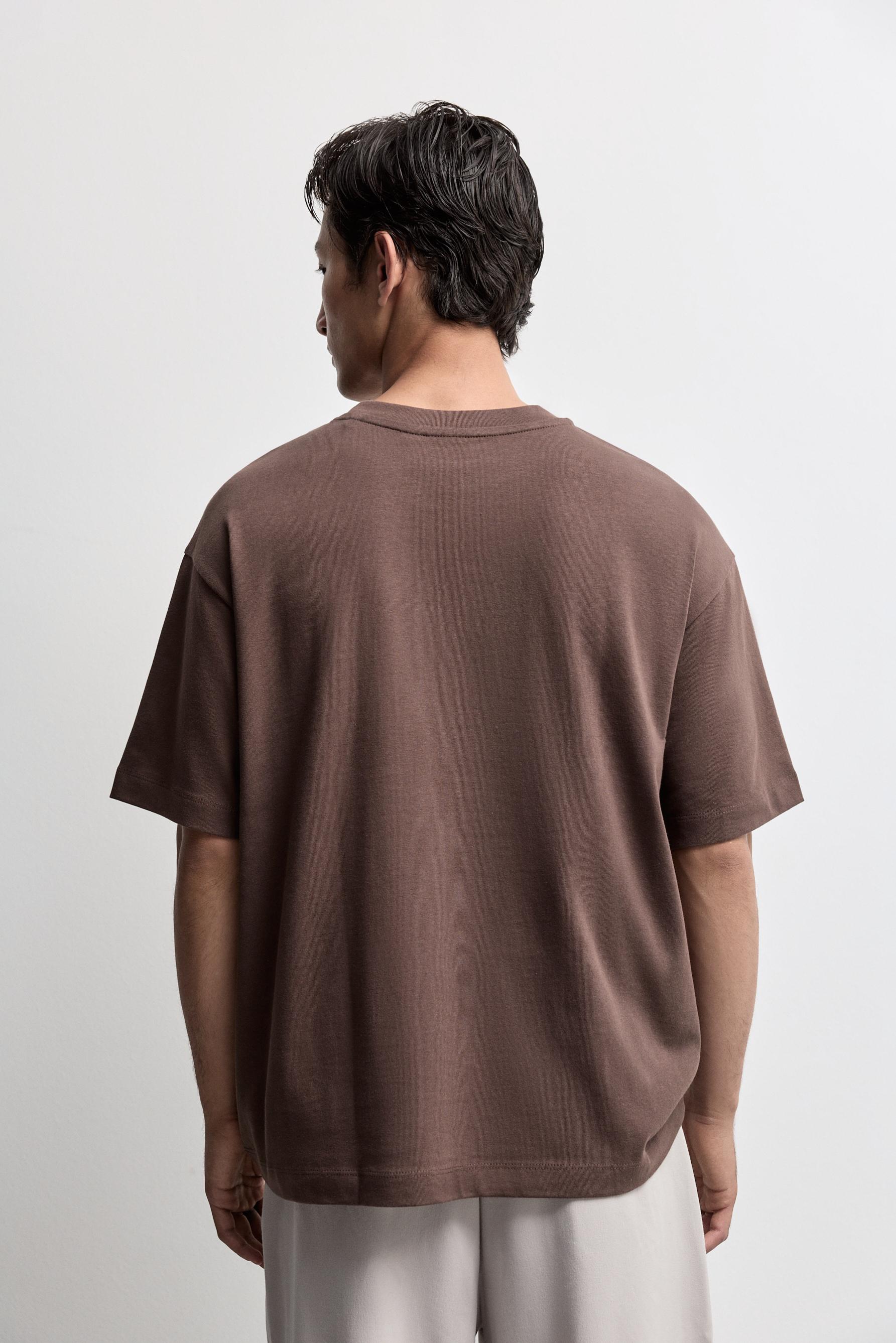 Boxy medium weight T-shirt — BROWN