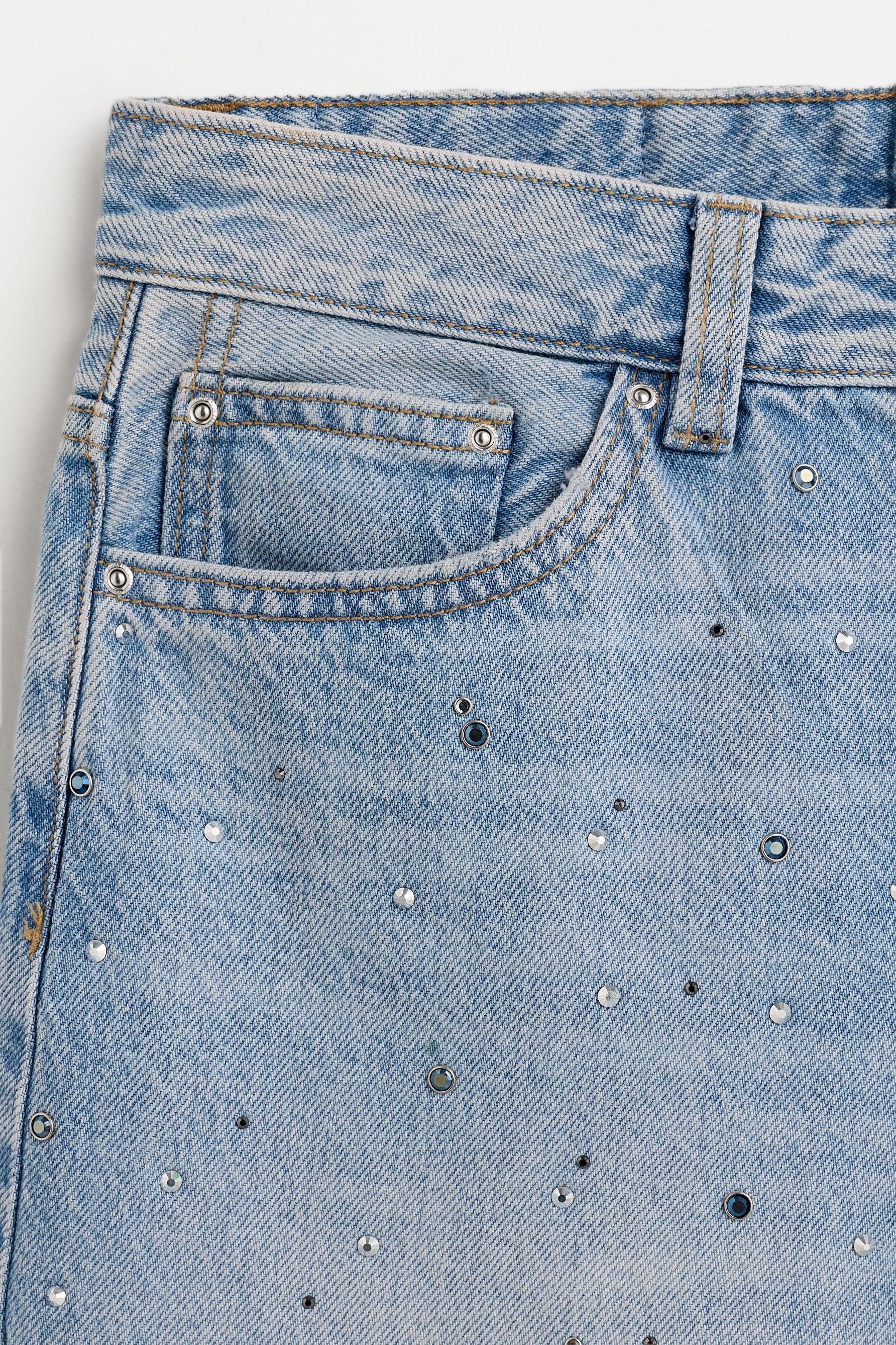 Shimmery denim shorts — INDIGO