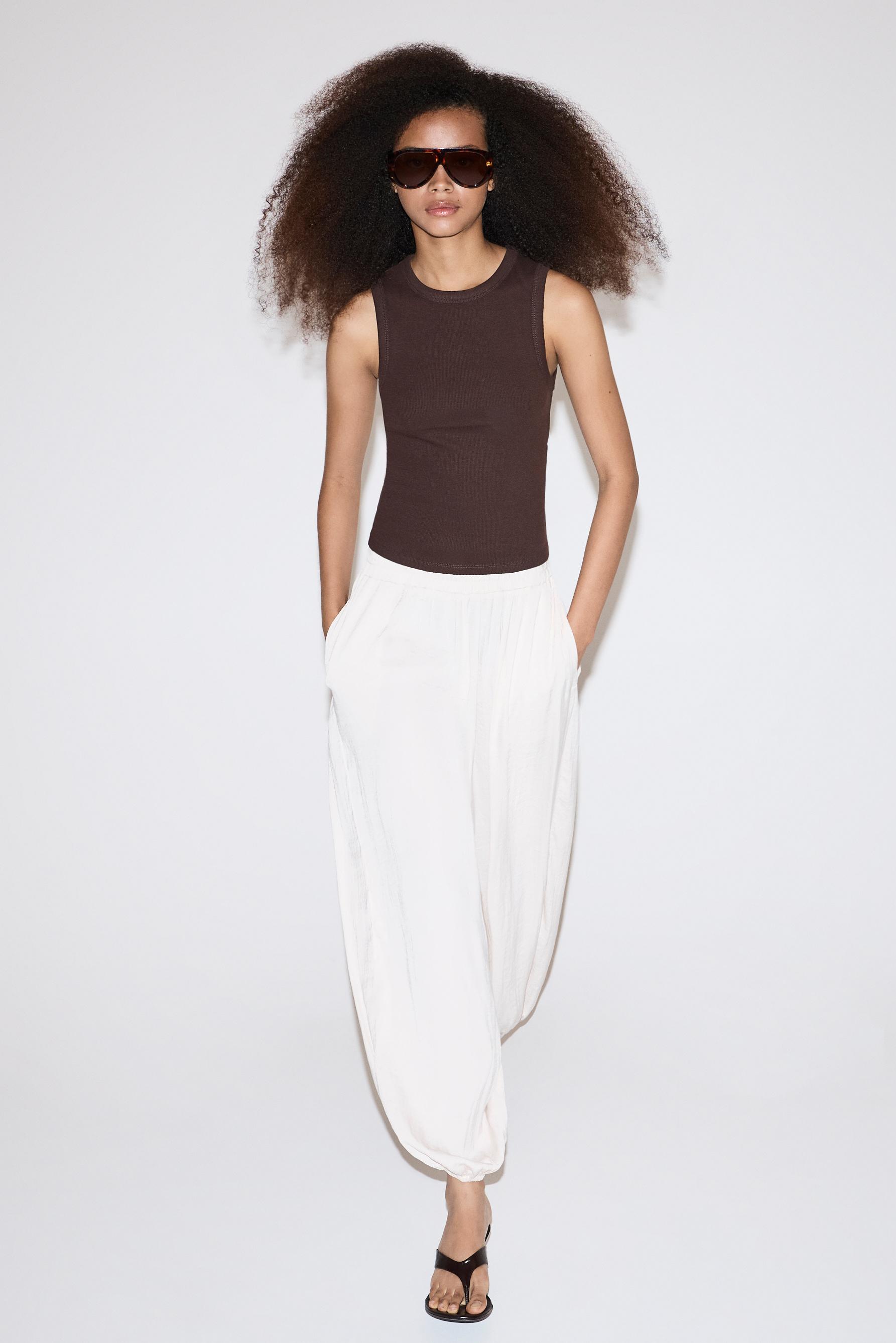 Ribbed racerback top — CHOCOLATE