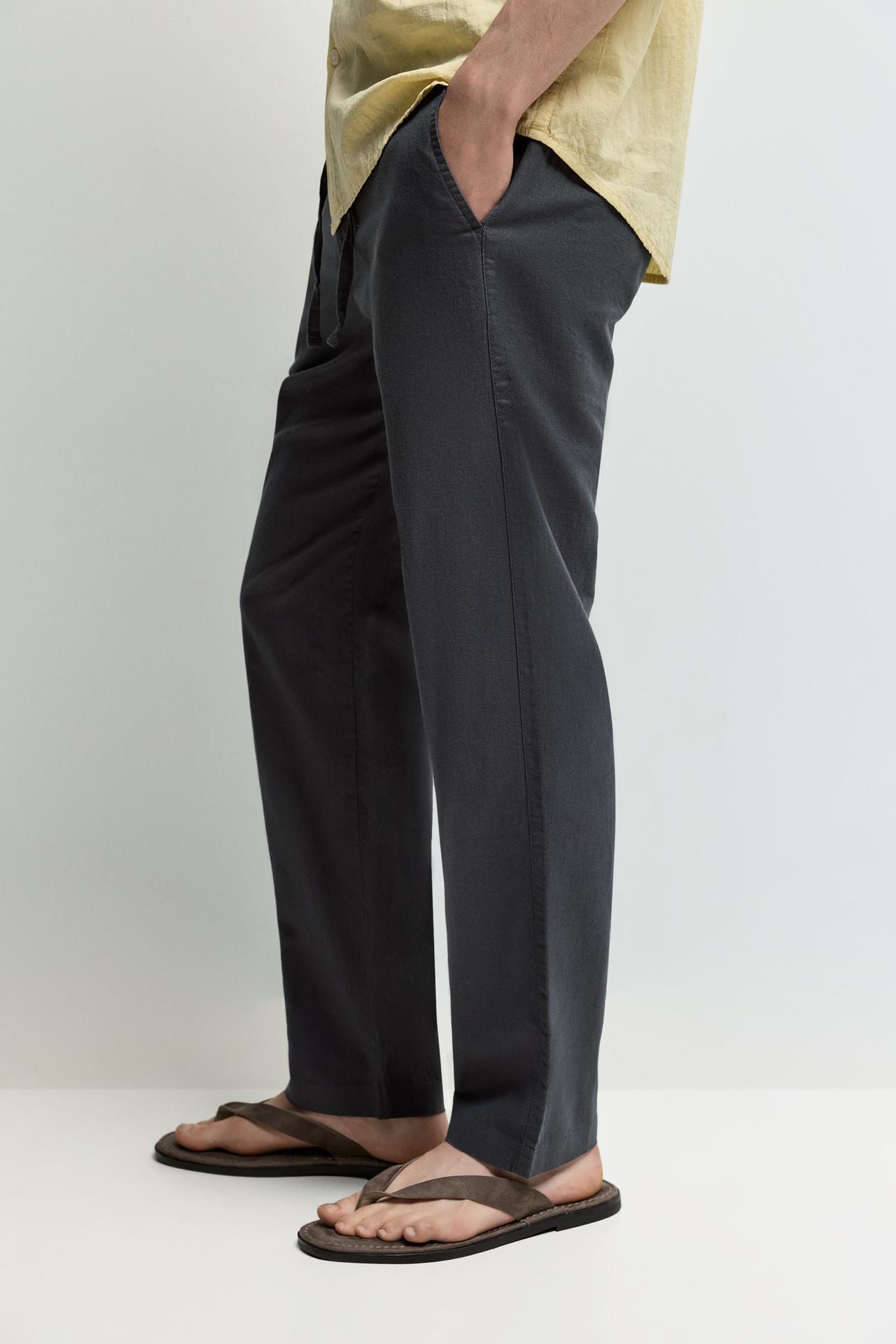 Cotton - linen smart trousers — MEDIUM GREY