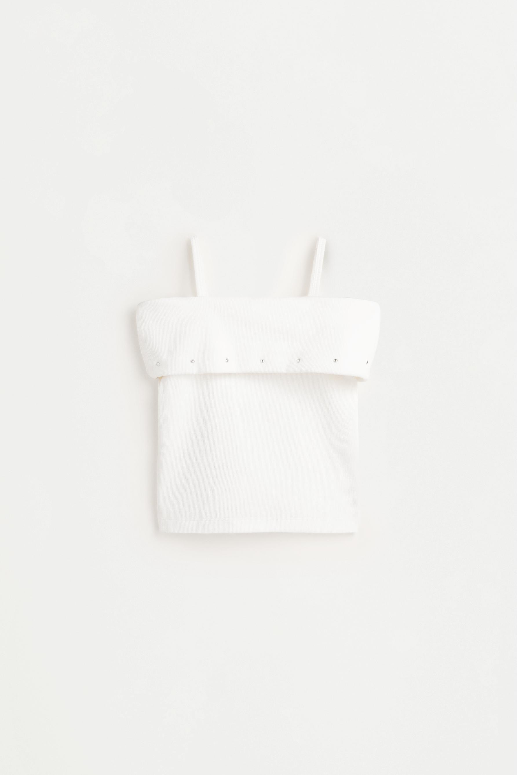 Folded boat neck tank top — OFF WHITE