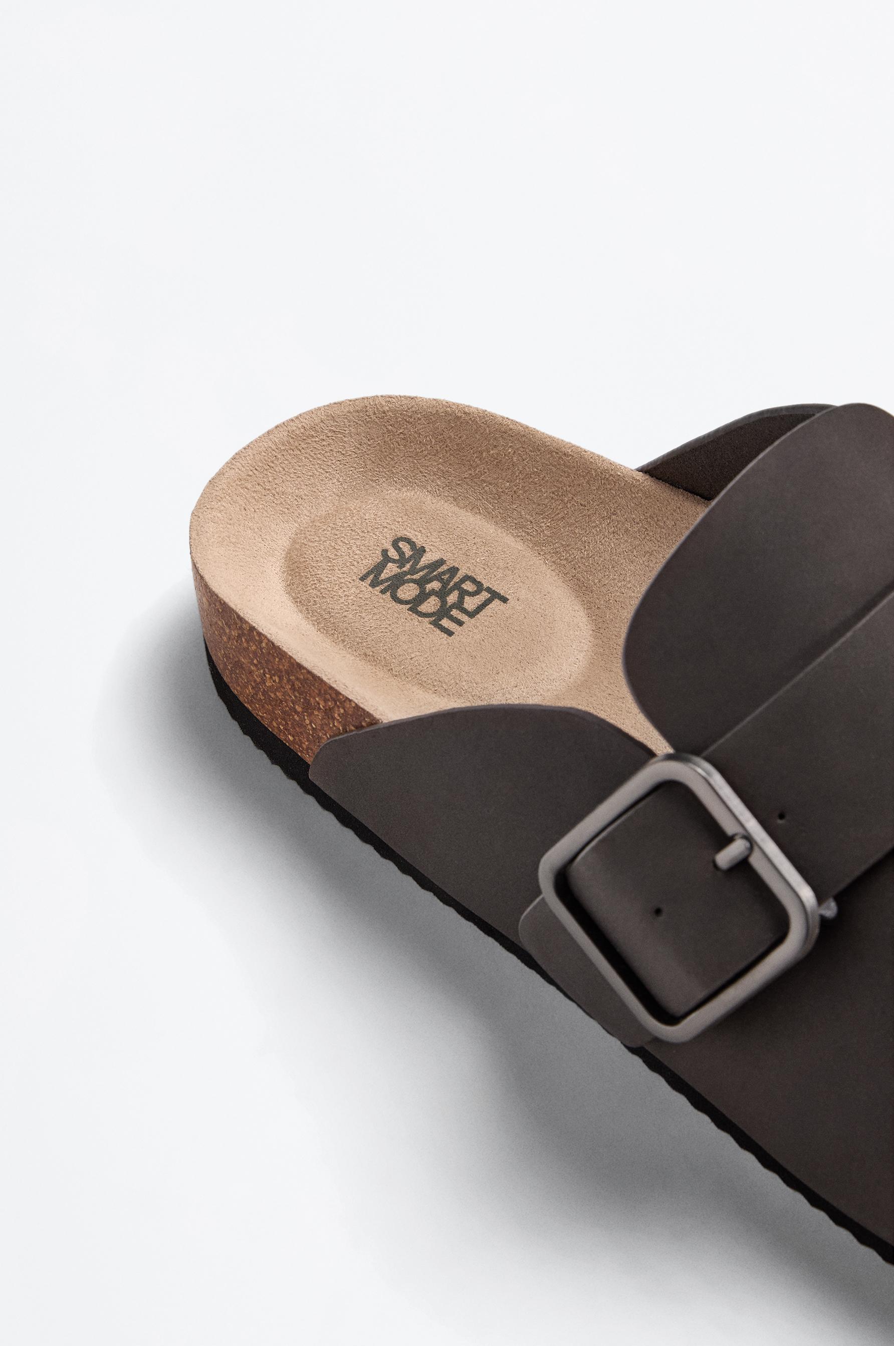 Faux suede buckle clog — GREY