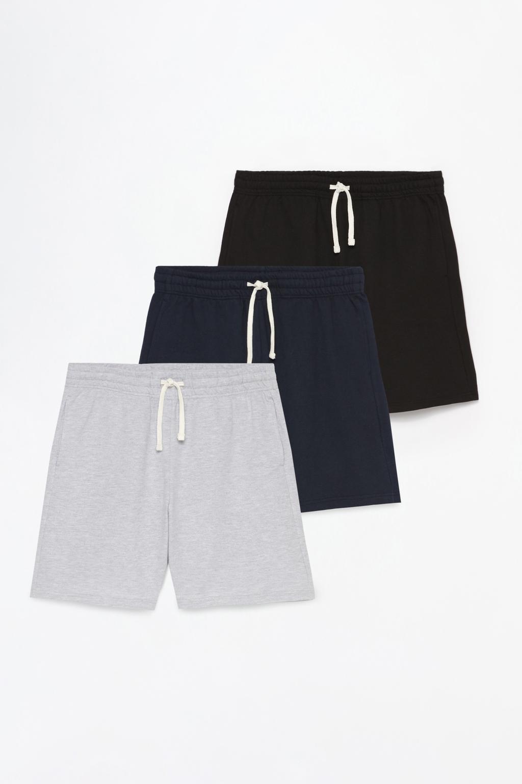 Pack of 3 pairs of basic plush Bermuda shorts