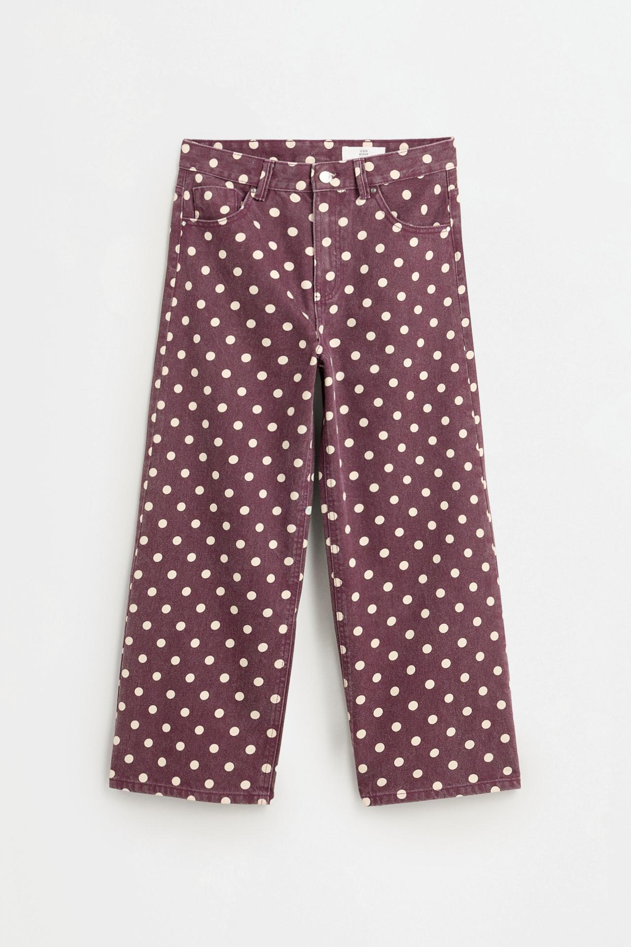 Basic printed culotte jeans — DUSTY PINK