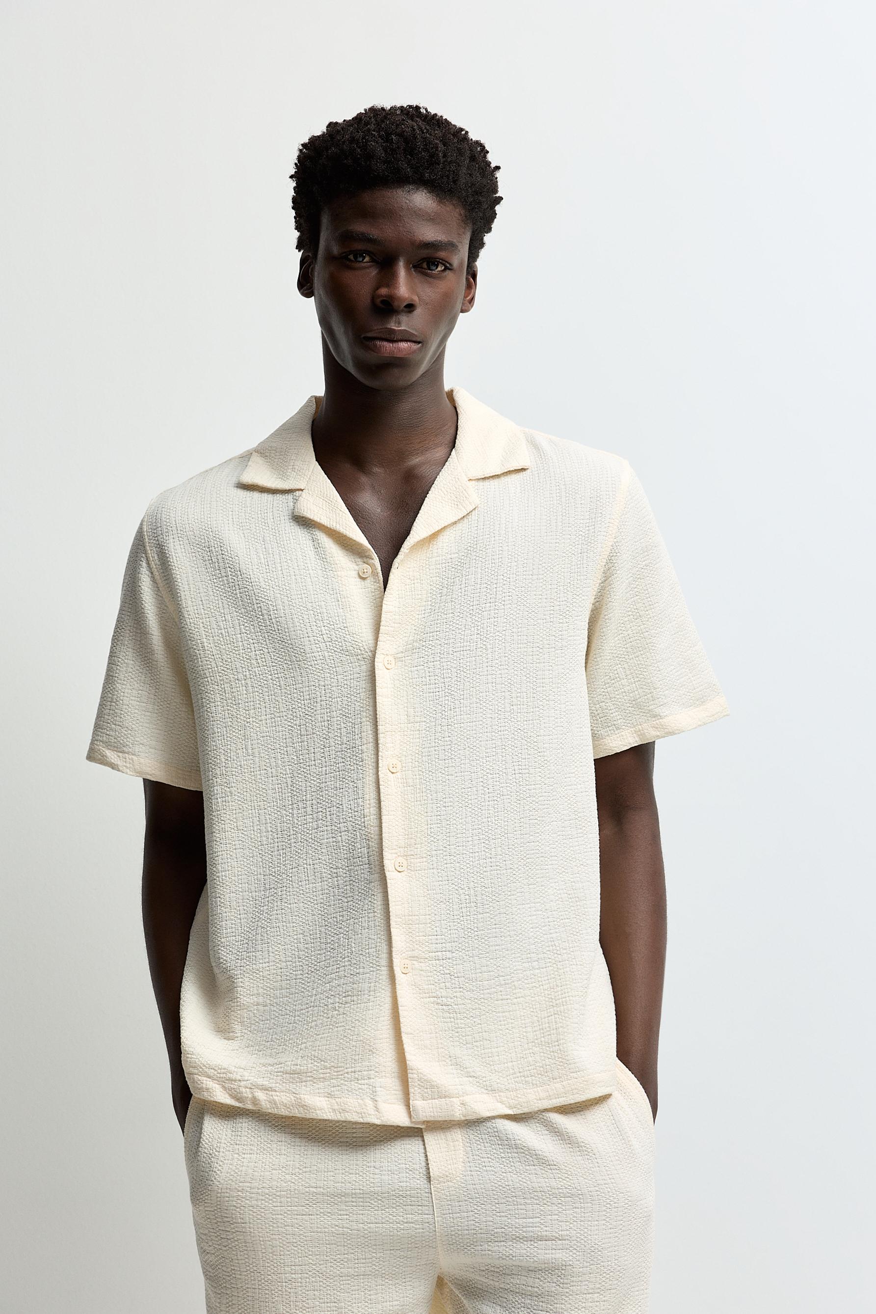 Relaxed fit jacquard shirt — OFF WHITE