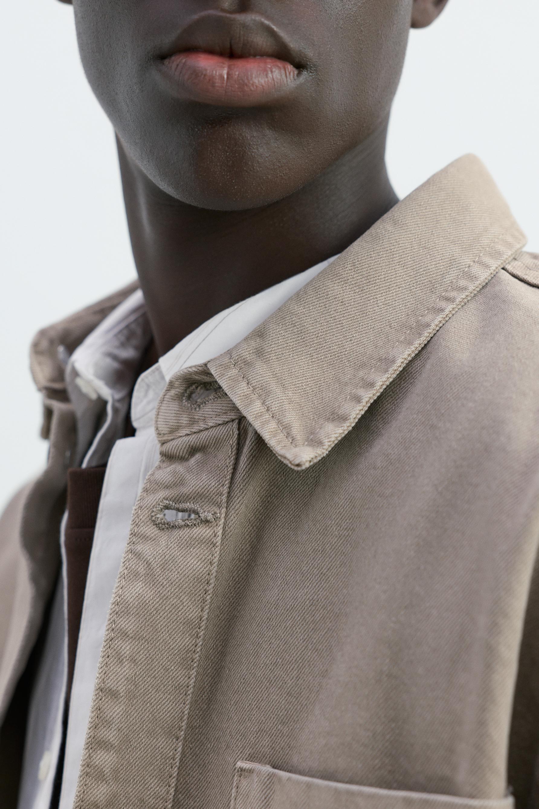 Denim overshirt with pocket — GREY
