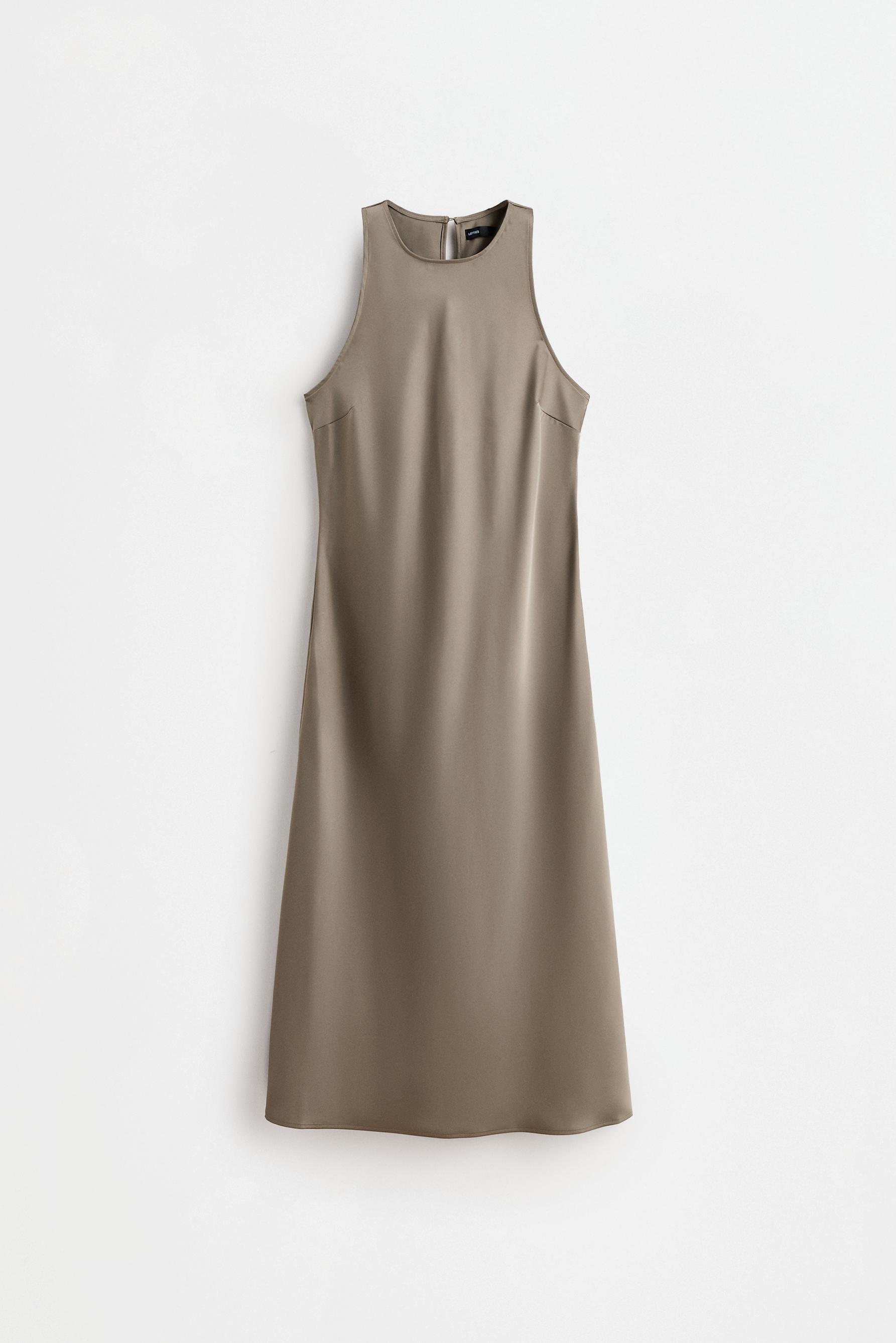 Satin midi dress — PALE KHAKI