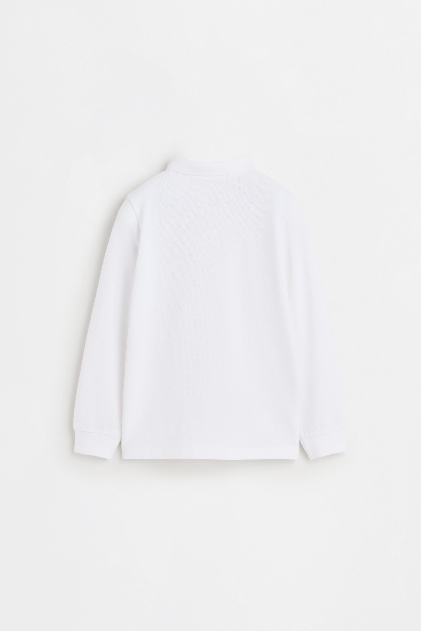 Basic long sleeve polo shirt — WHITE