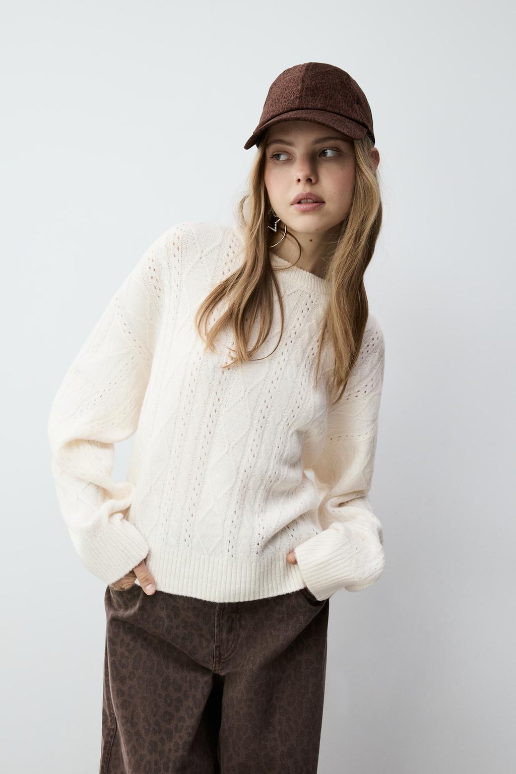 Braided knit sweater