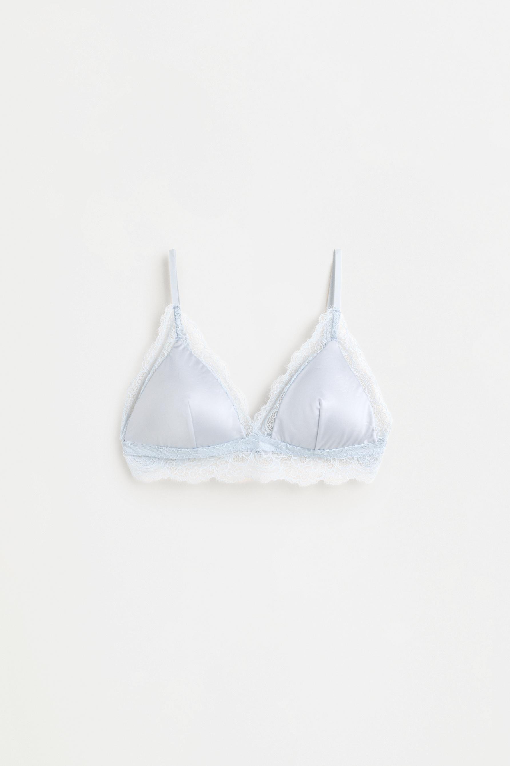 Satin Lace Bra (Pack of 2) — BLUE/WHITE