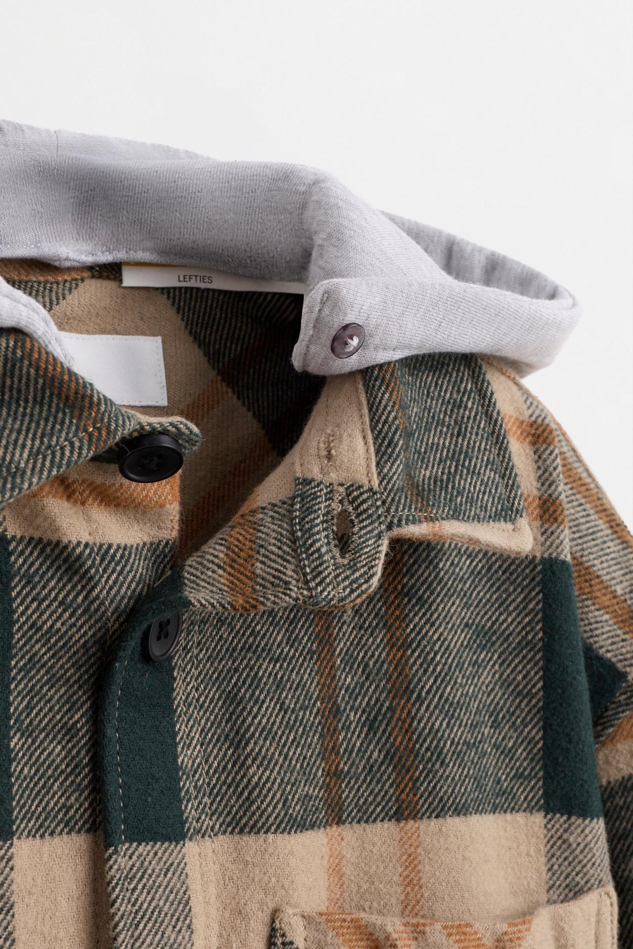 Plaid hooded overshirt — GREEN
