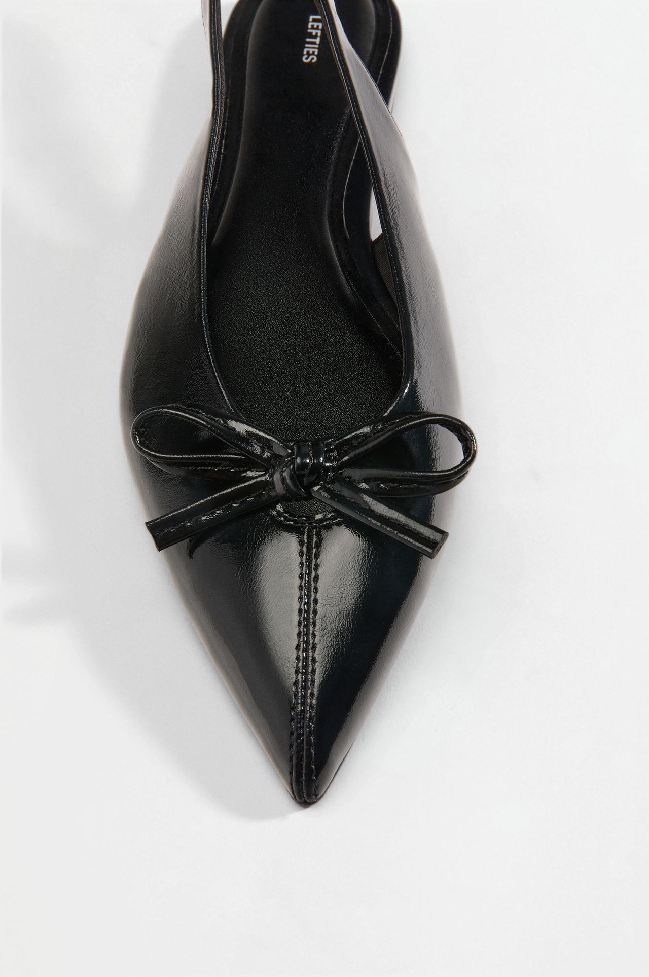 Backless bow ballet flats — BLACK