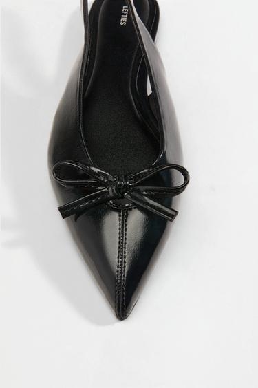 Backless bow ballet flats — BLACK 3