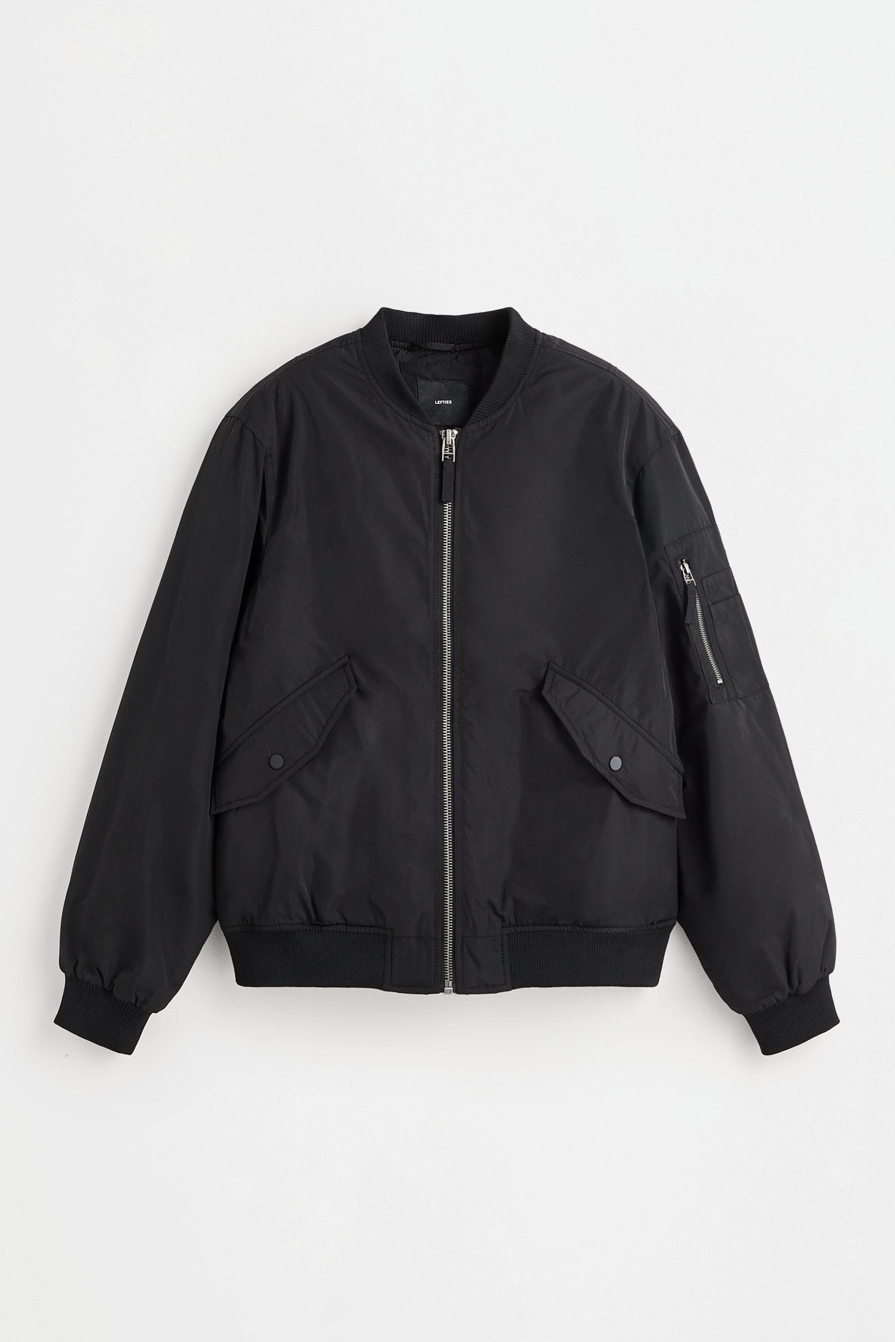 Quilted bomber jacket — BLACK