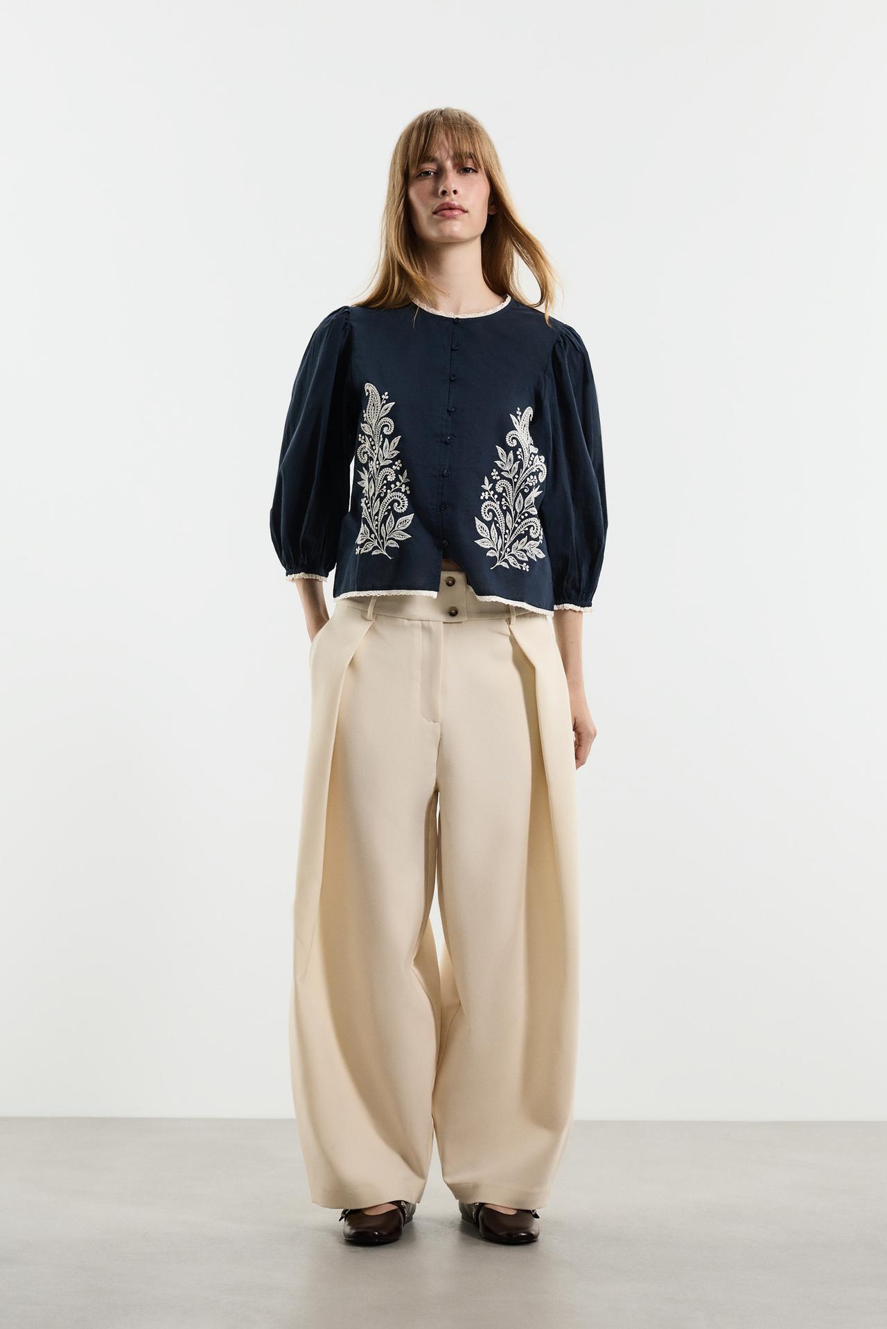 Embroidered shirt — NAVY