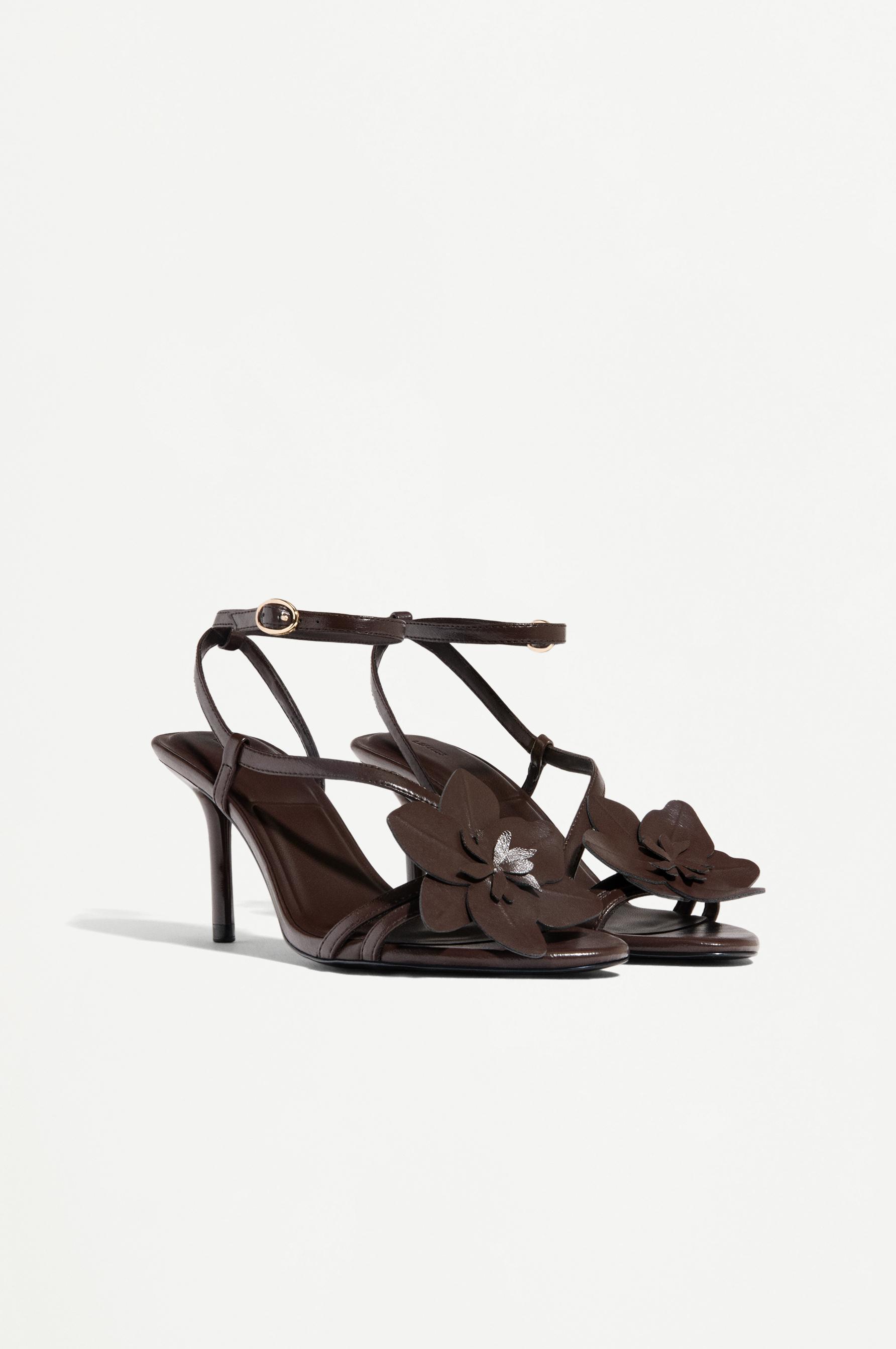 Floral heel sandals — BROWN