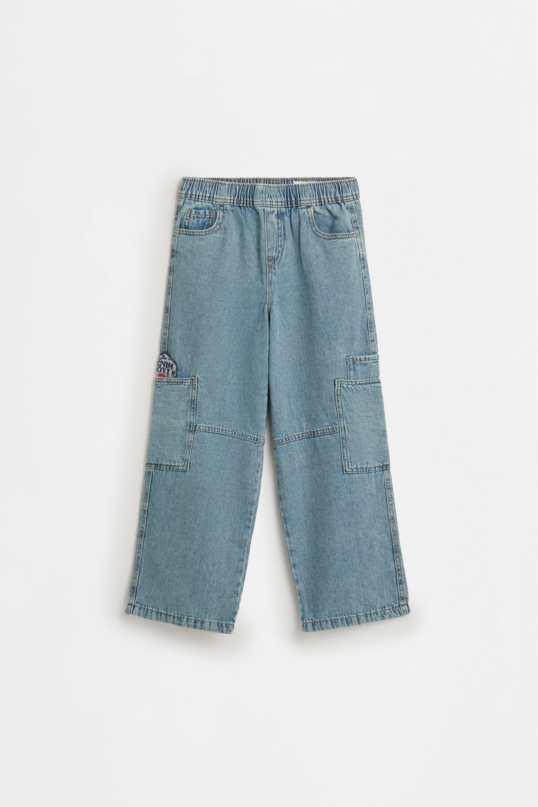 Wide-leg cargo jeans — MEDIUM BLUE