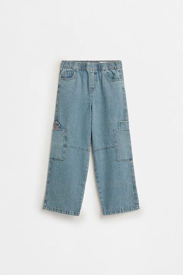 Wide-leg cargo jeans — MEDIUM BLUE 1