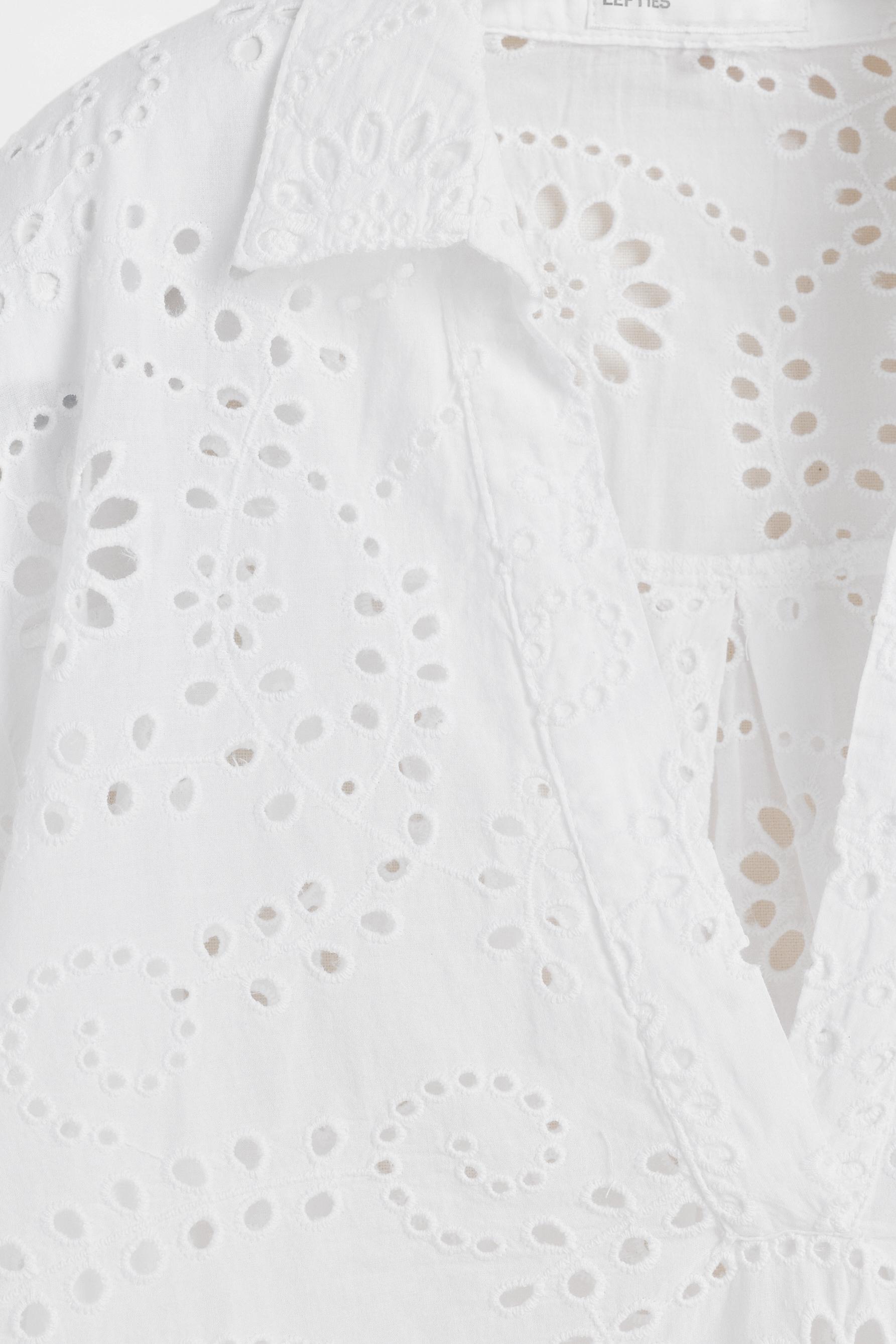 Oversize Swiss embroidery shirt — WHITE