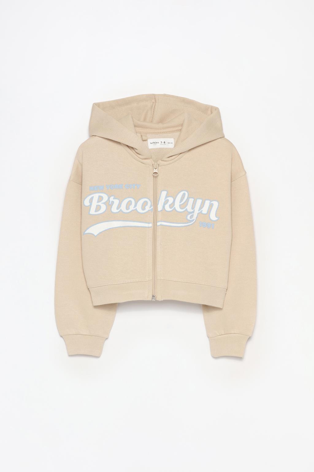 Hooded jacket with slogan